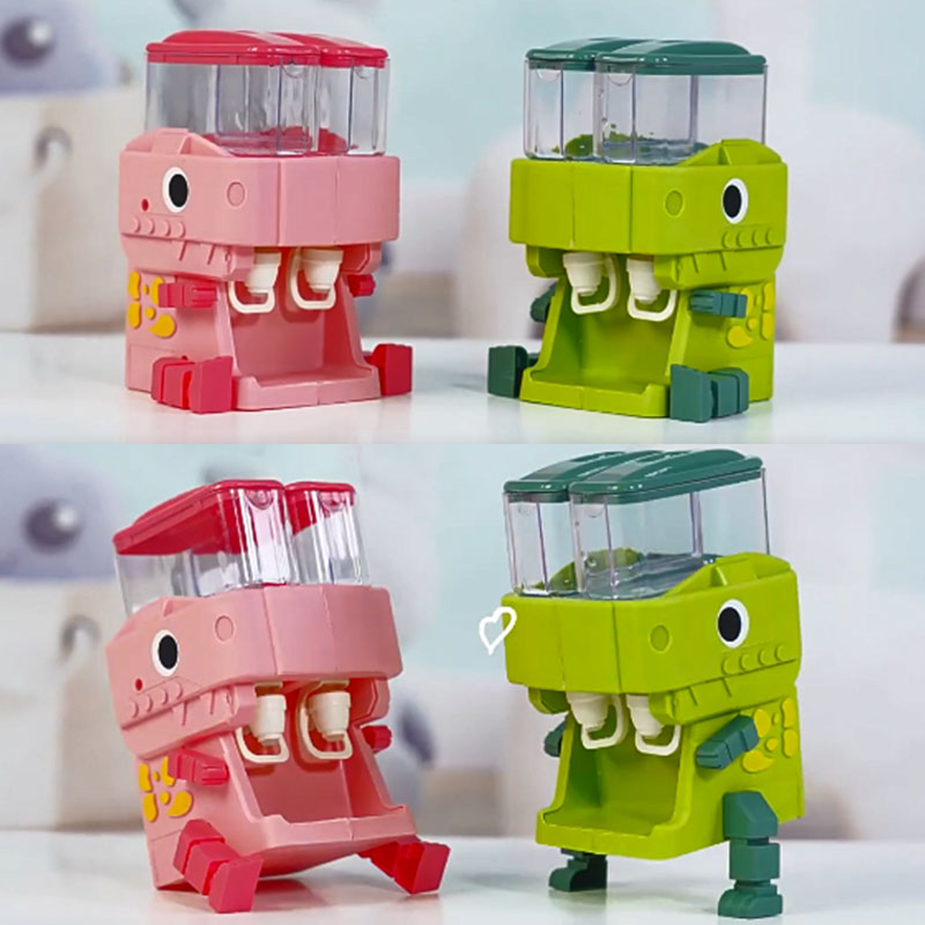 Childrens Dinosaur Dual Water Dispenser Toy  Cute Pink  Blue ColdWarm Water Juice Drinking Fountain 1
