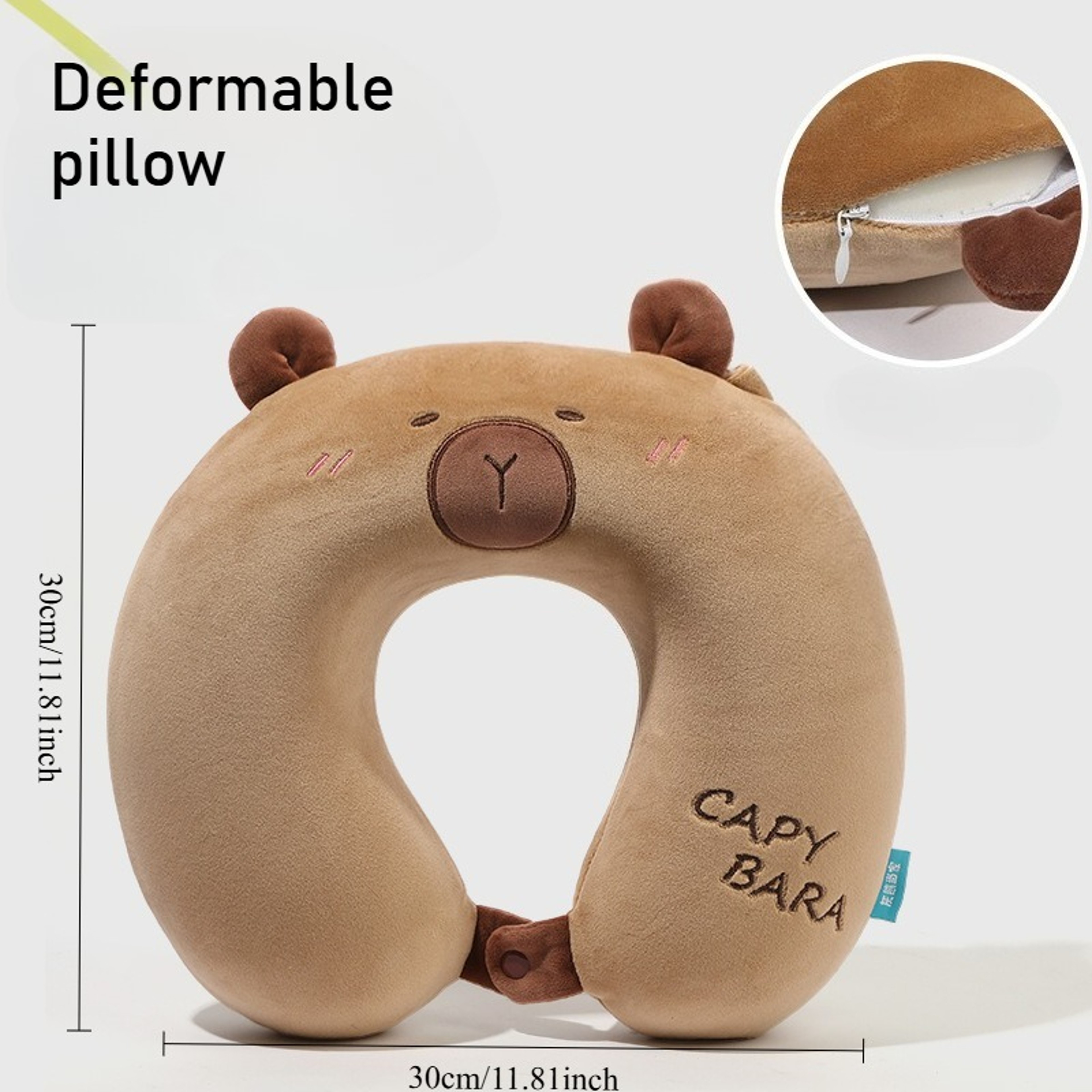 Portable Cartoon Capybara Ushaped Plush Pillow Travel Neck Support Pillow  Cute Plush Throw Pillow  2