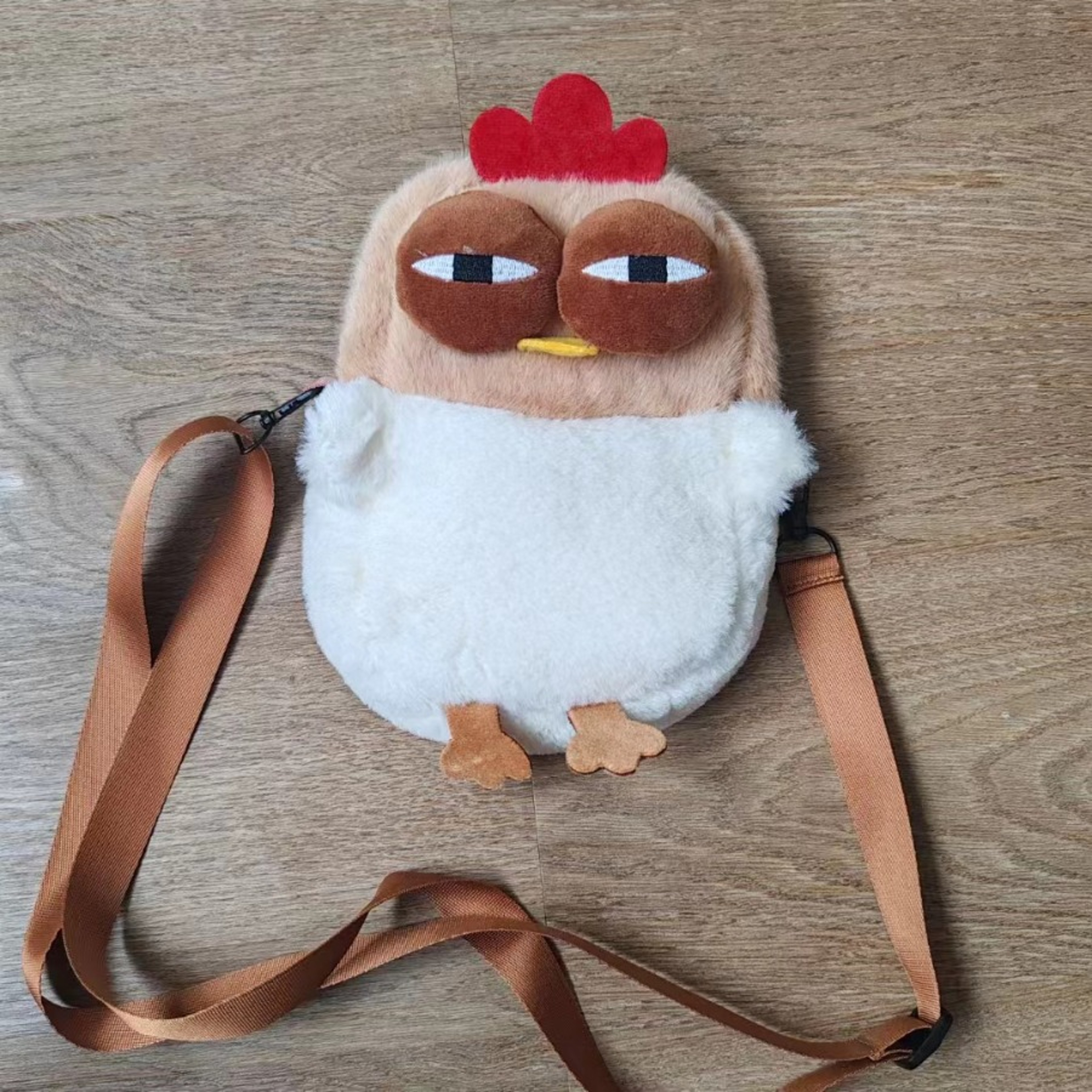 Chicken Plush Shoulder Bag  Cute  Funny Hen Satchel Purse With Pendant Keychain For Women 5