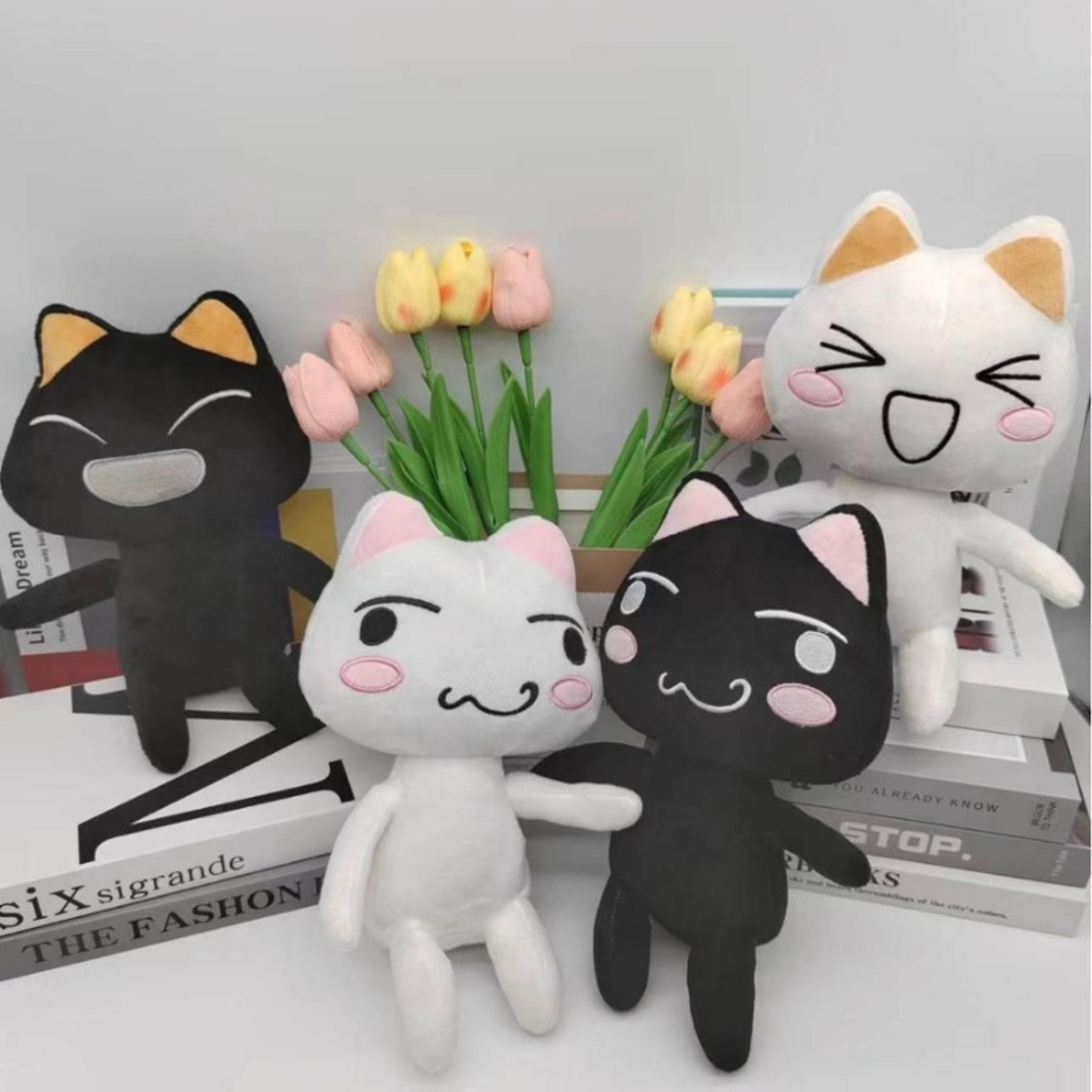 Lovely Cat Plush Toy  Black  White Cartoon Animal Plushie For Room Decoration  Birthday Gifts 1