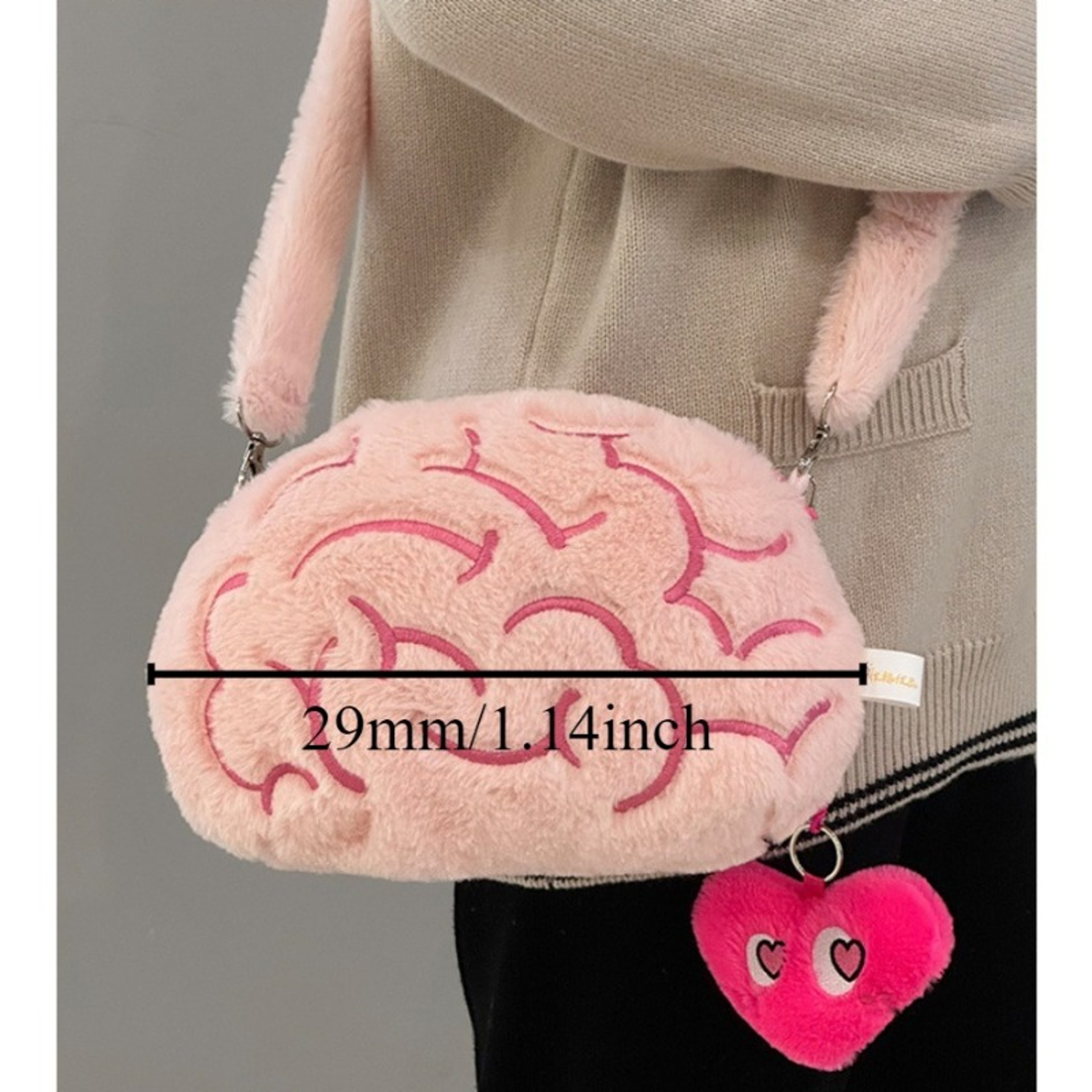 Pink Brain Plush Backpack Creative Human Organs Stuffed Plushie Toy for Home Decor & Gift – view 5