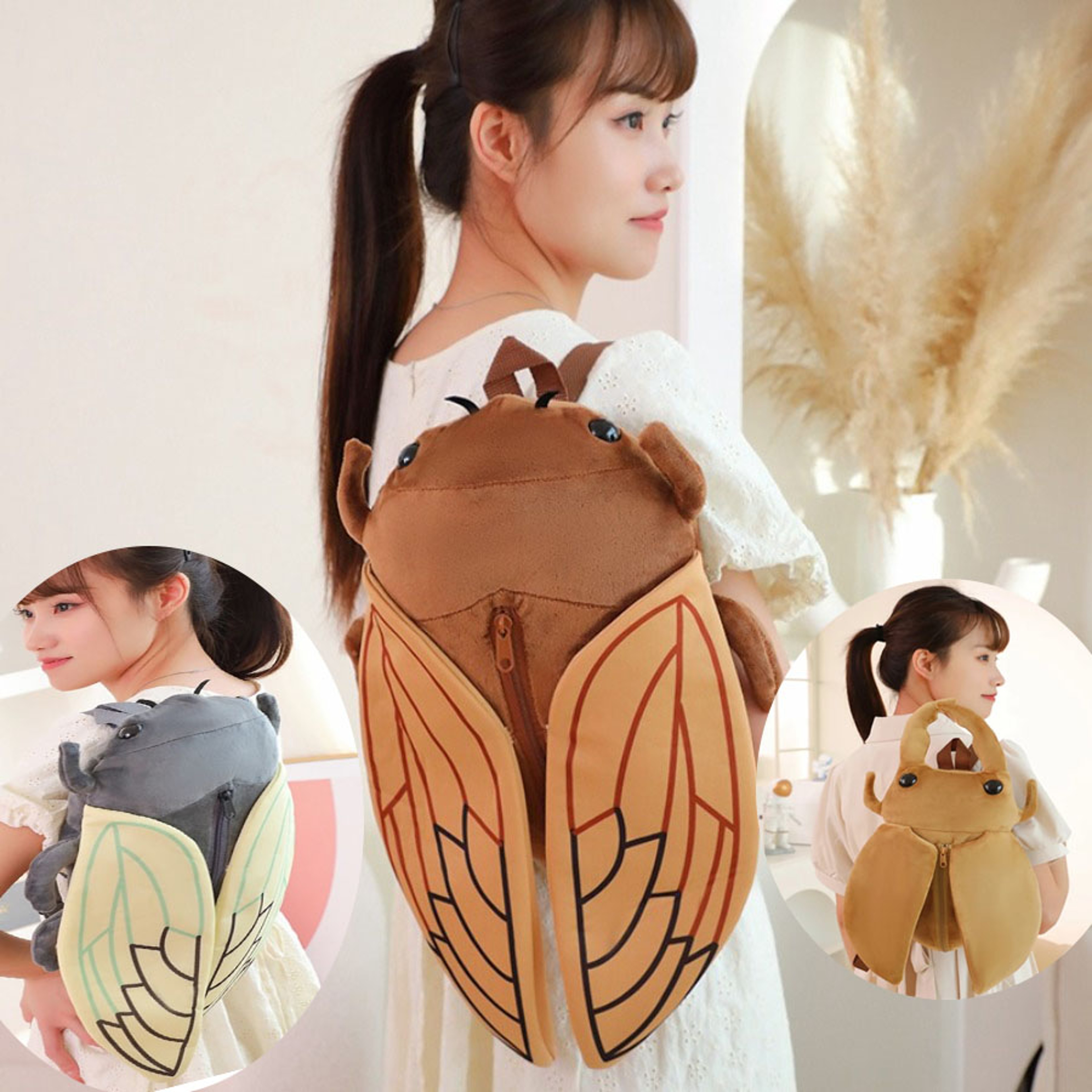 Lifelike Plush Beetle Backpack For Kids  Cute Cartoon Insect School Bag Toy 0