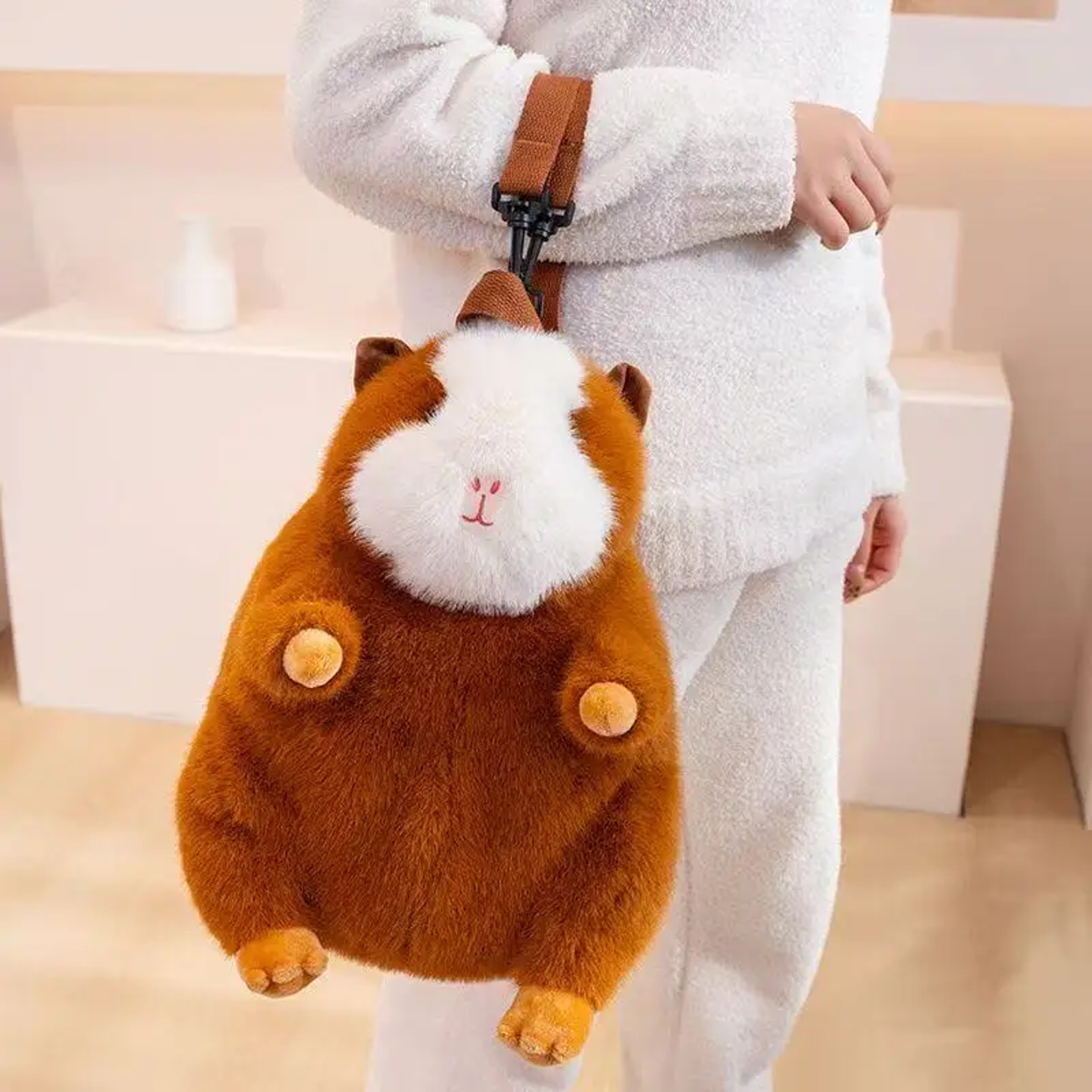 Cute Cartoon Guinea Pig Plush Backpack For Kids  Adults Piggy Plushie Bag 3
