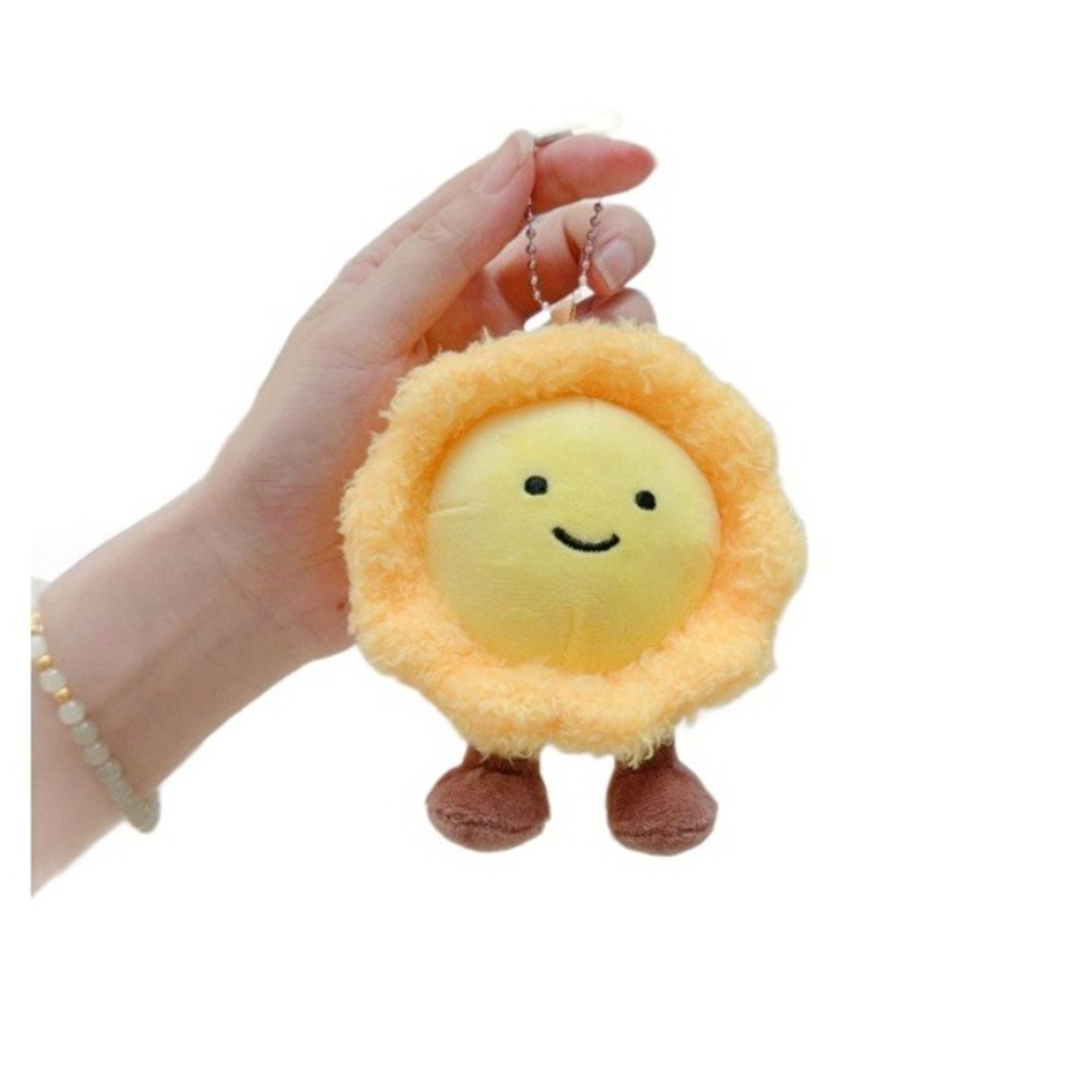 Plush Egg Tart Keychain  Sunflower Pendant Cute Plushie Toy Creative Bag Accessories For Women 5