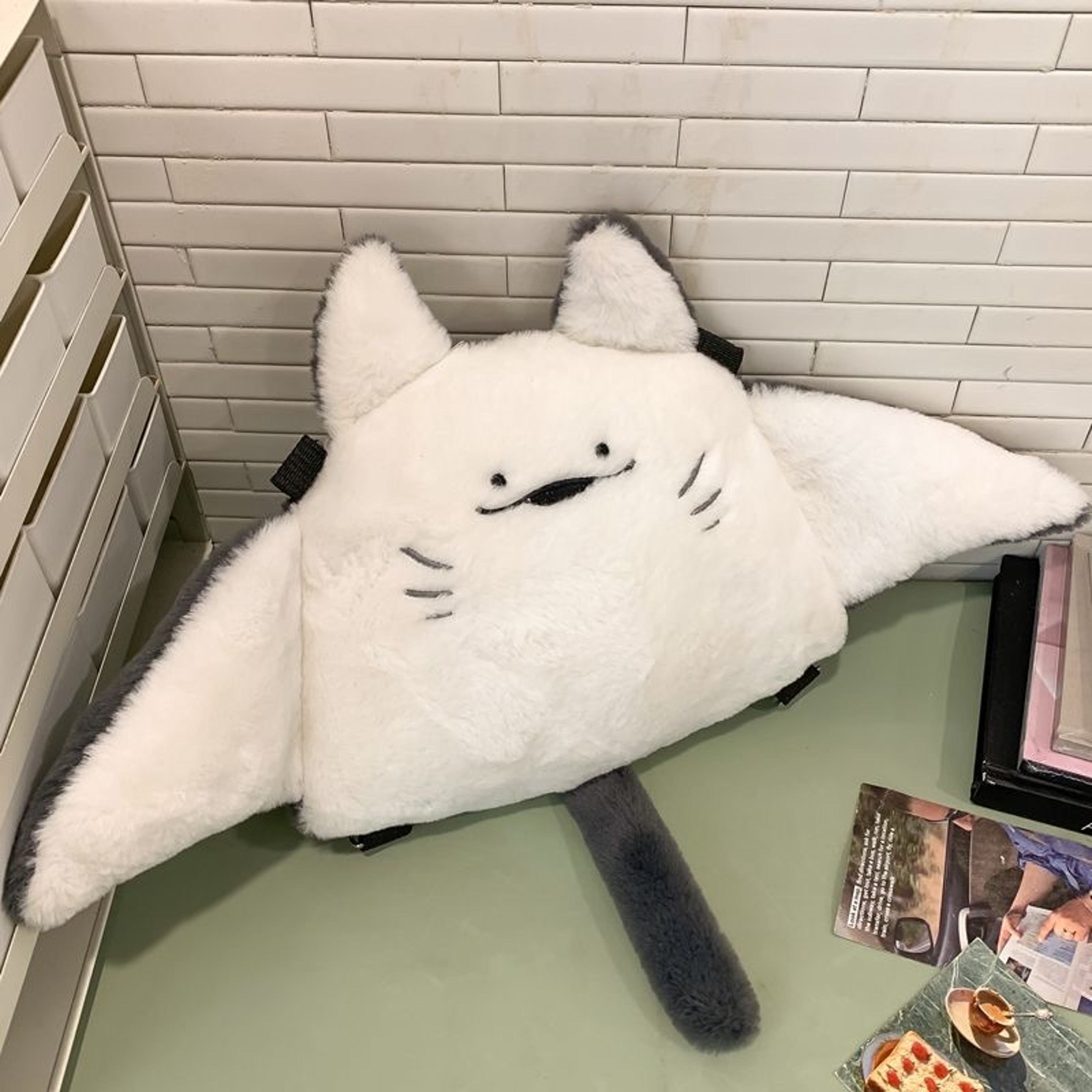 Creative Manta Ray Plush Backpack  Cute Fluffy Cartoon Animal Crossbody Schoolbag For Women 1
