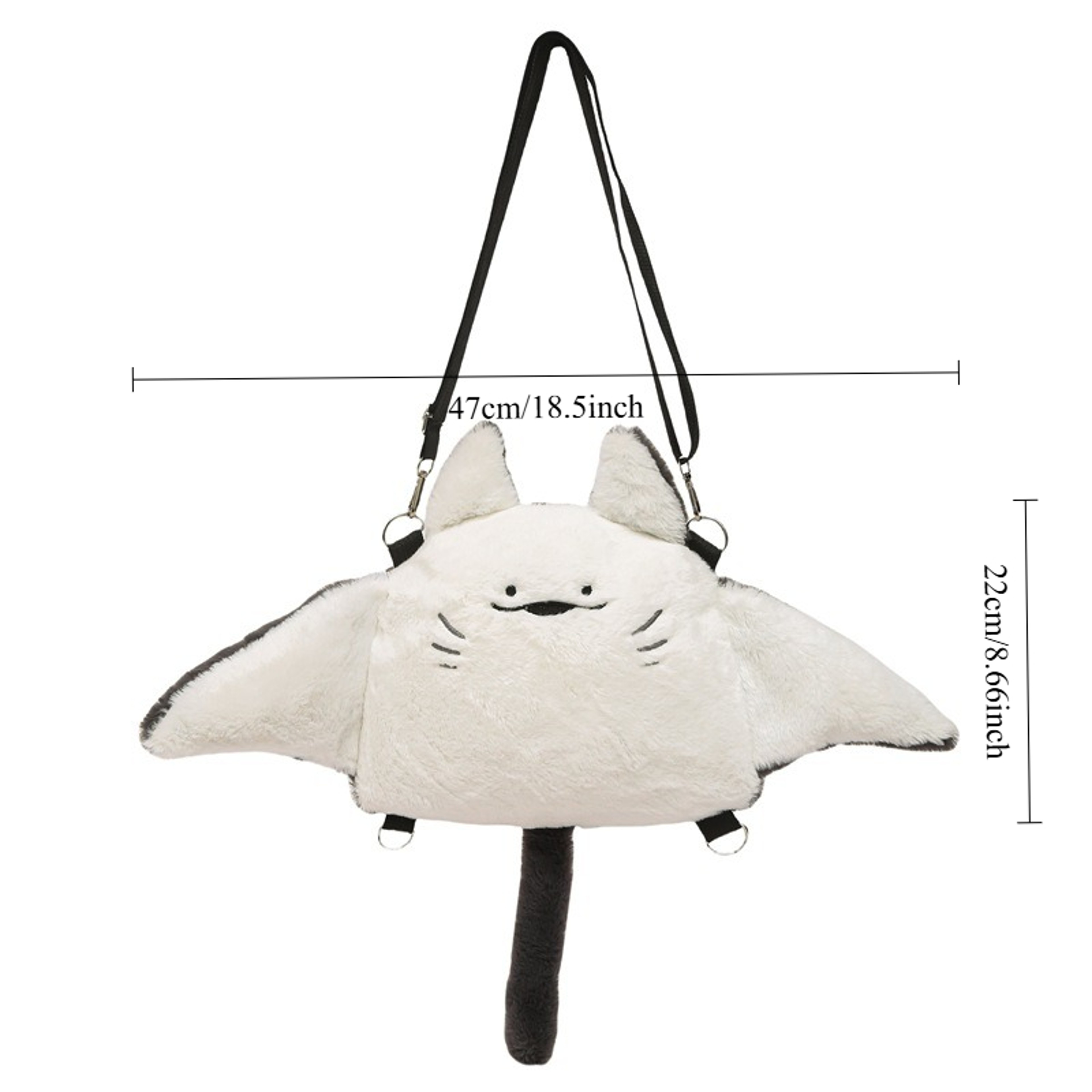Creative Manta Ray Plush Backpack  Cute Fluffy Cartoon Animal Crossbody Schoolbag For Women 3