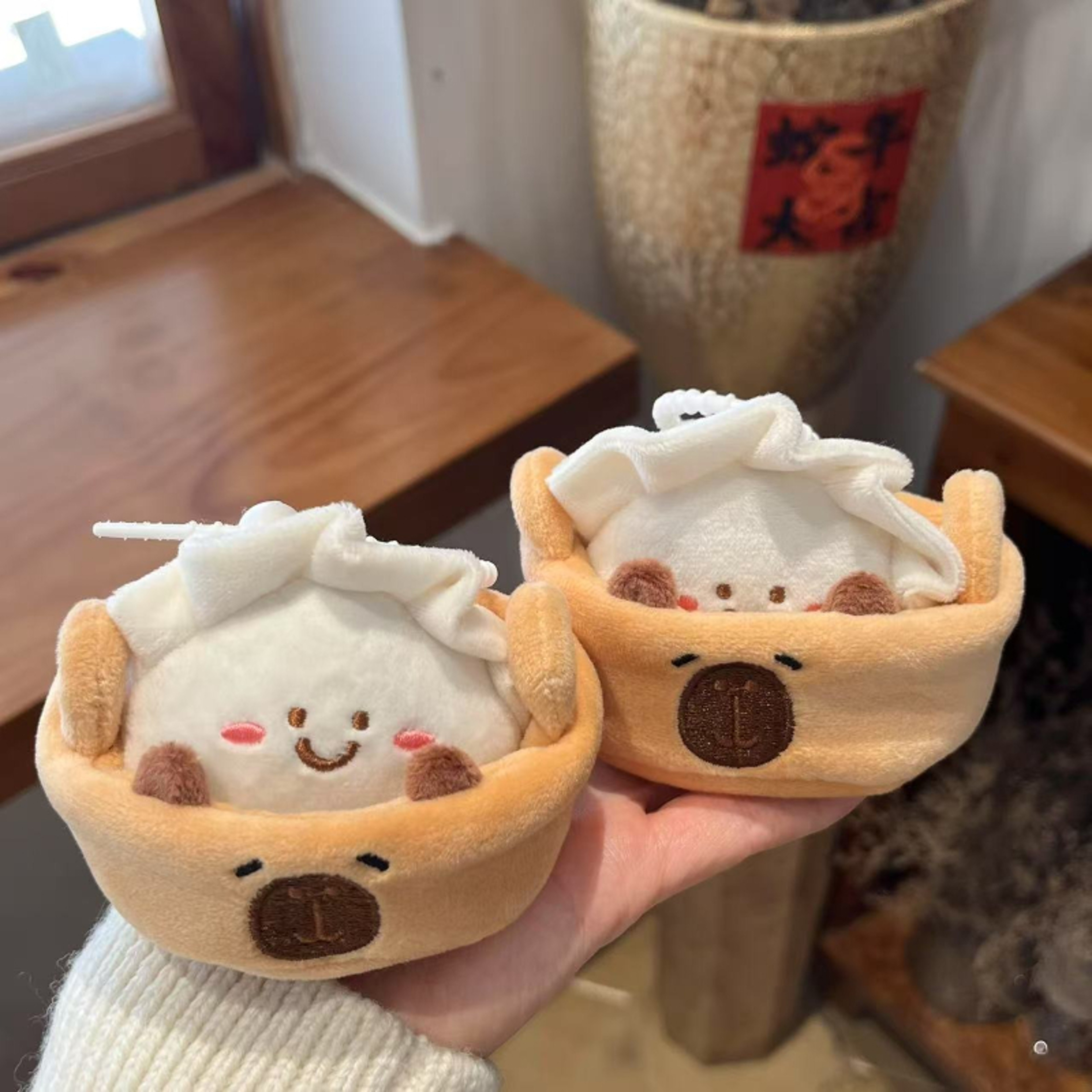 Cute Capybara Dumpling Plush Keychain Bean Eye Pendant For Bags Gifts And Decor 4