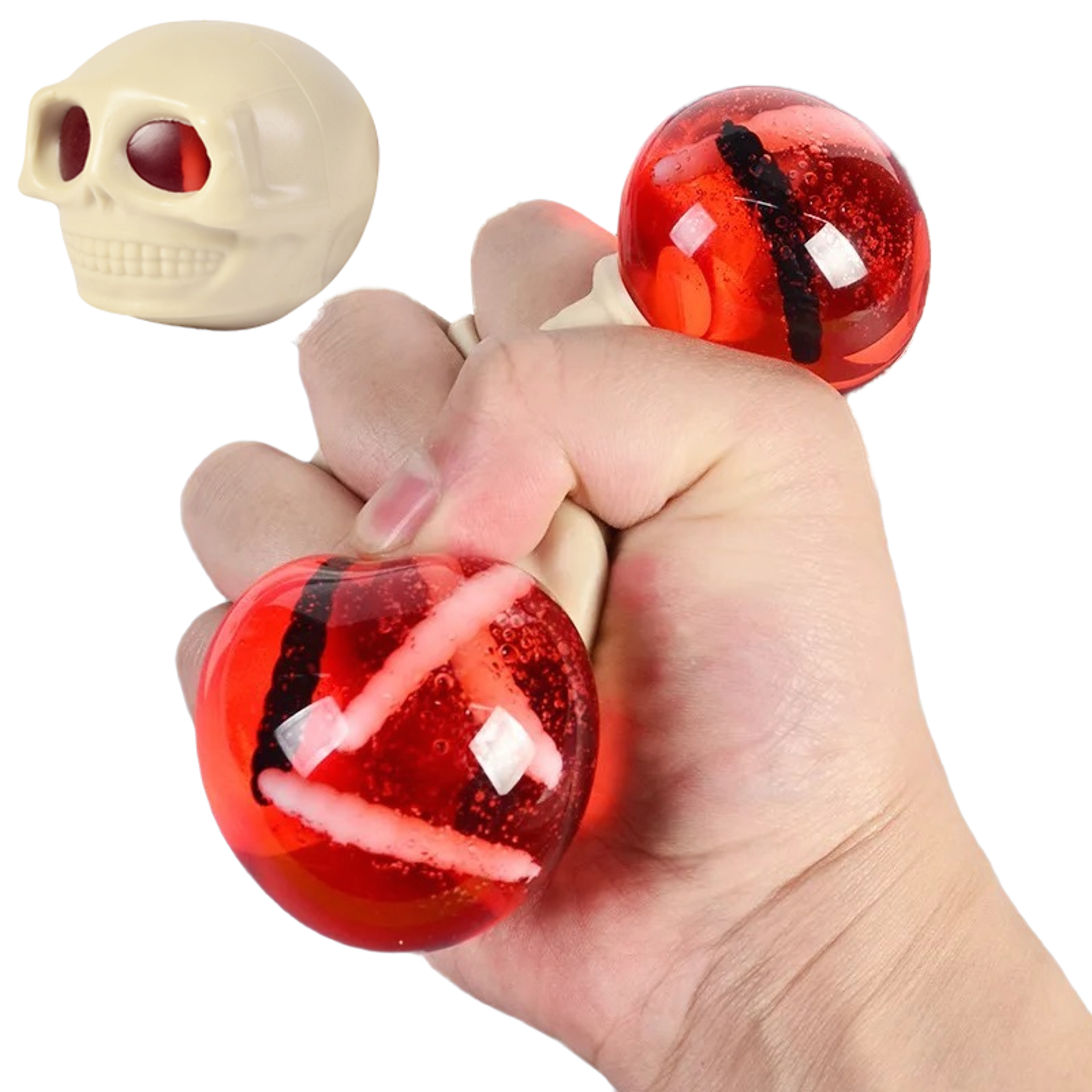 Skull Squeeze Sensory Stress Relief Ball TPR Squeeze Toy With Popping Eyes 0