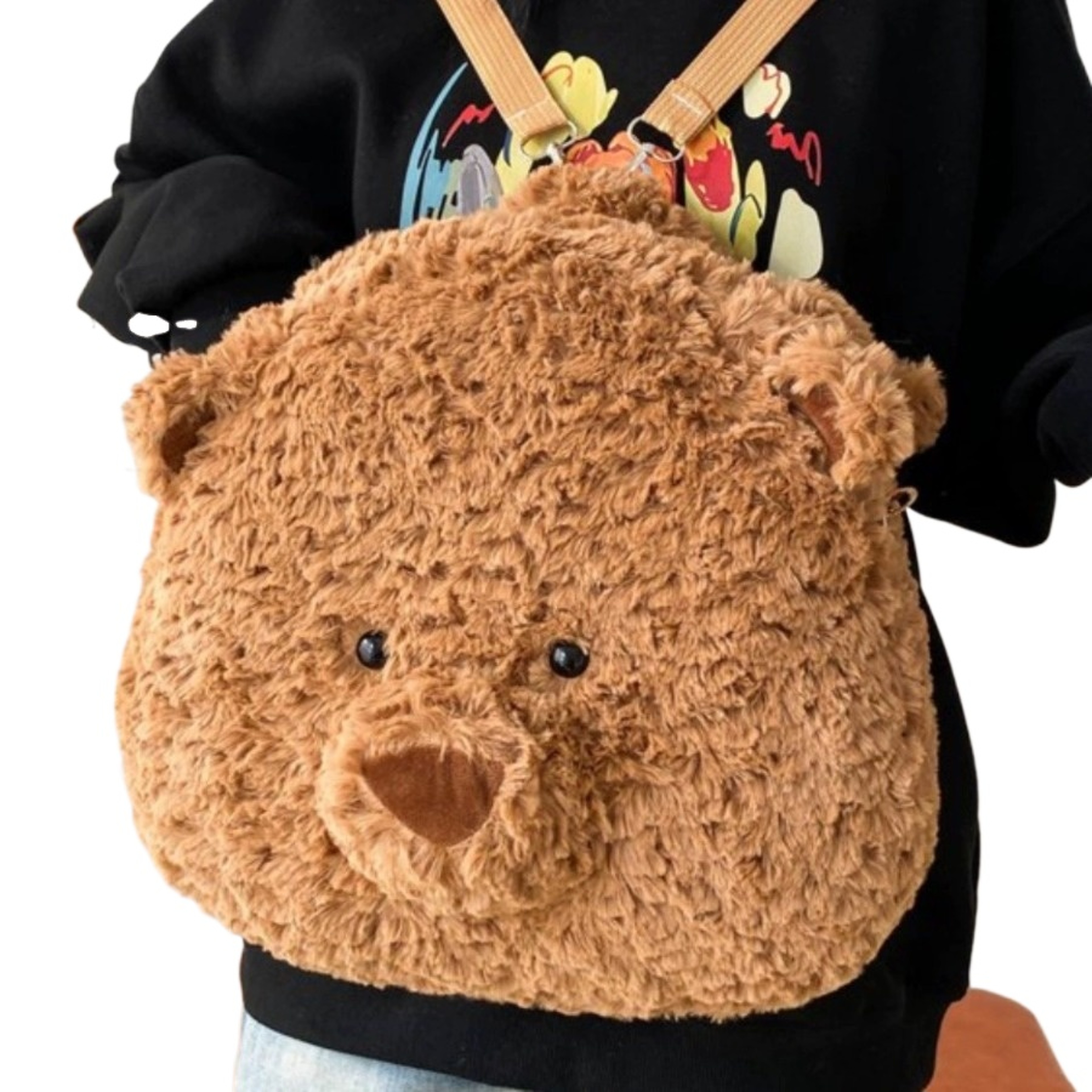 Cute Bear Plush Backpack  Fluffy Plushie Toy Shoulder Bag Cartoon Crossbody Messenger Doll Ideal Bi 1