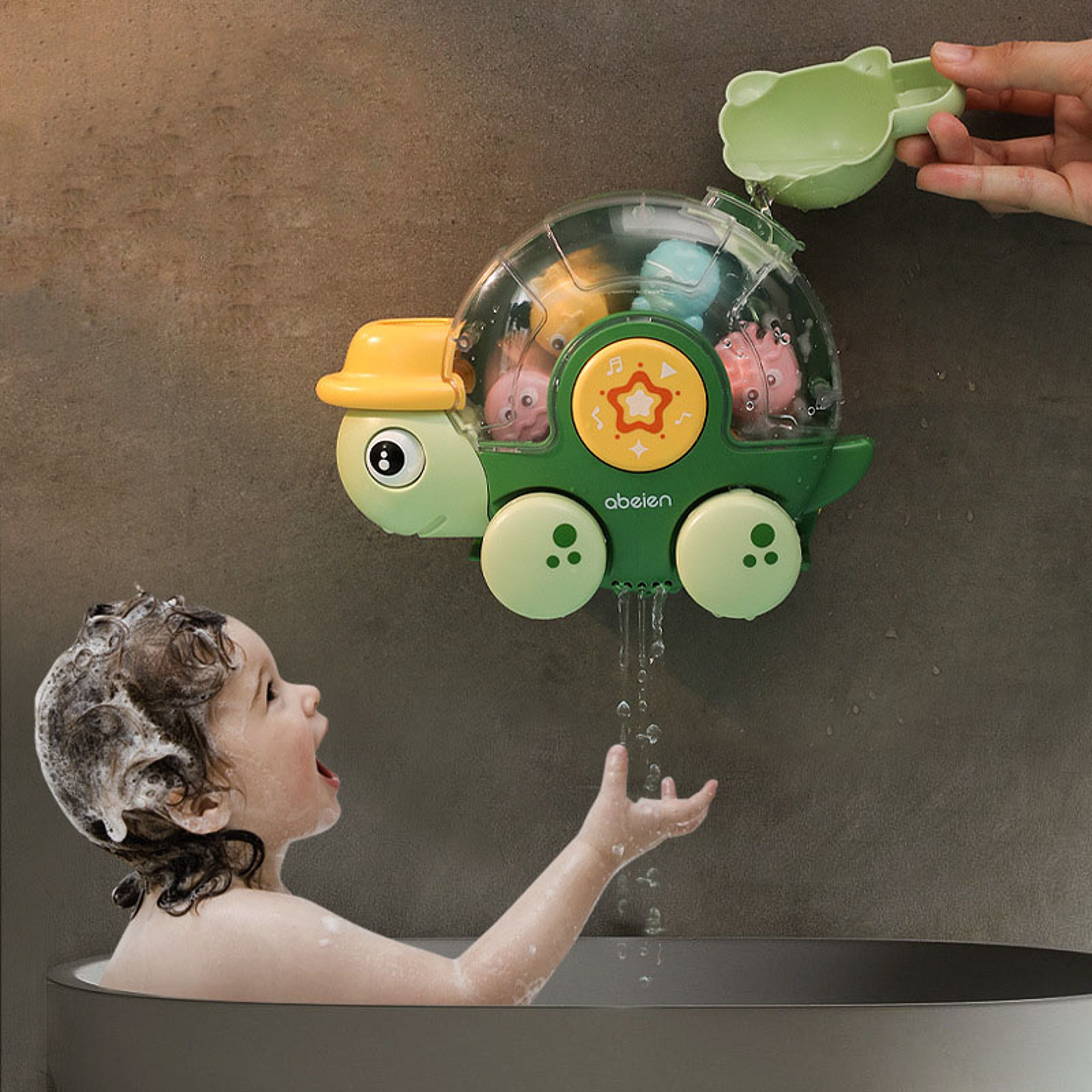Kids Tortoise Waterwheel Bath Toy With Suction Cup  Baby  Toddler Bathroom Fun 3