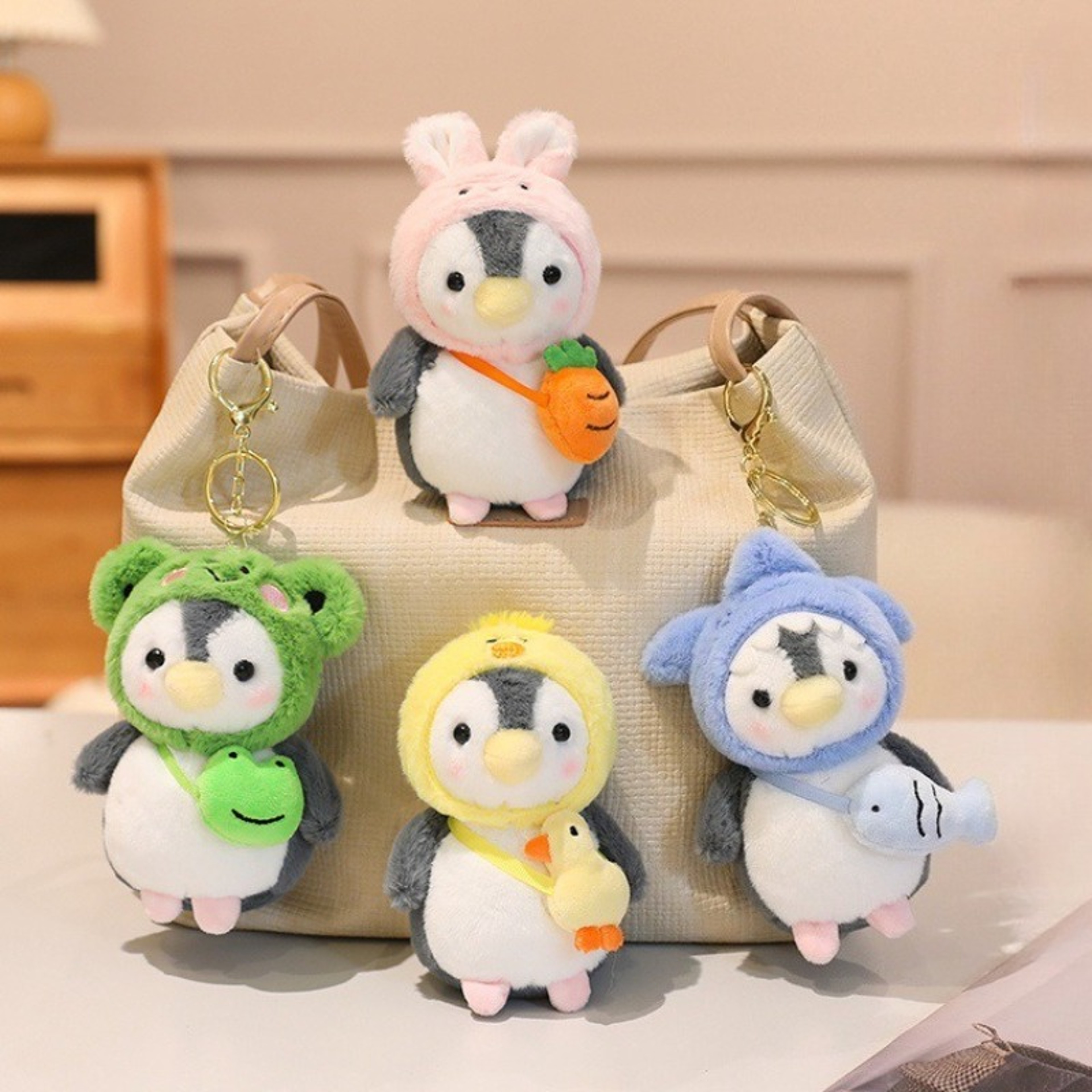 Cute Penguin Plush Keychain With Hats Super Soft Plushie Pendant Bag Ornament Ideal Gift For Couple 1