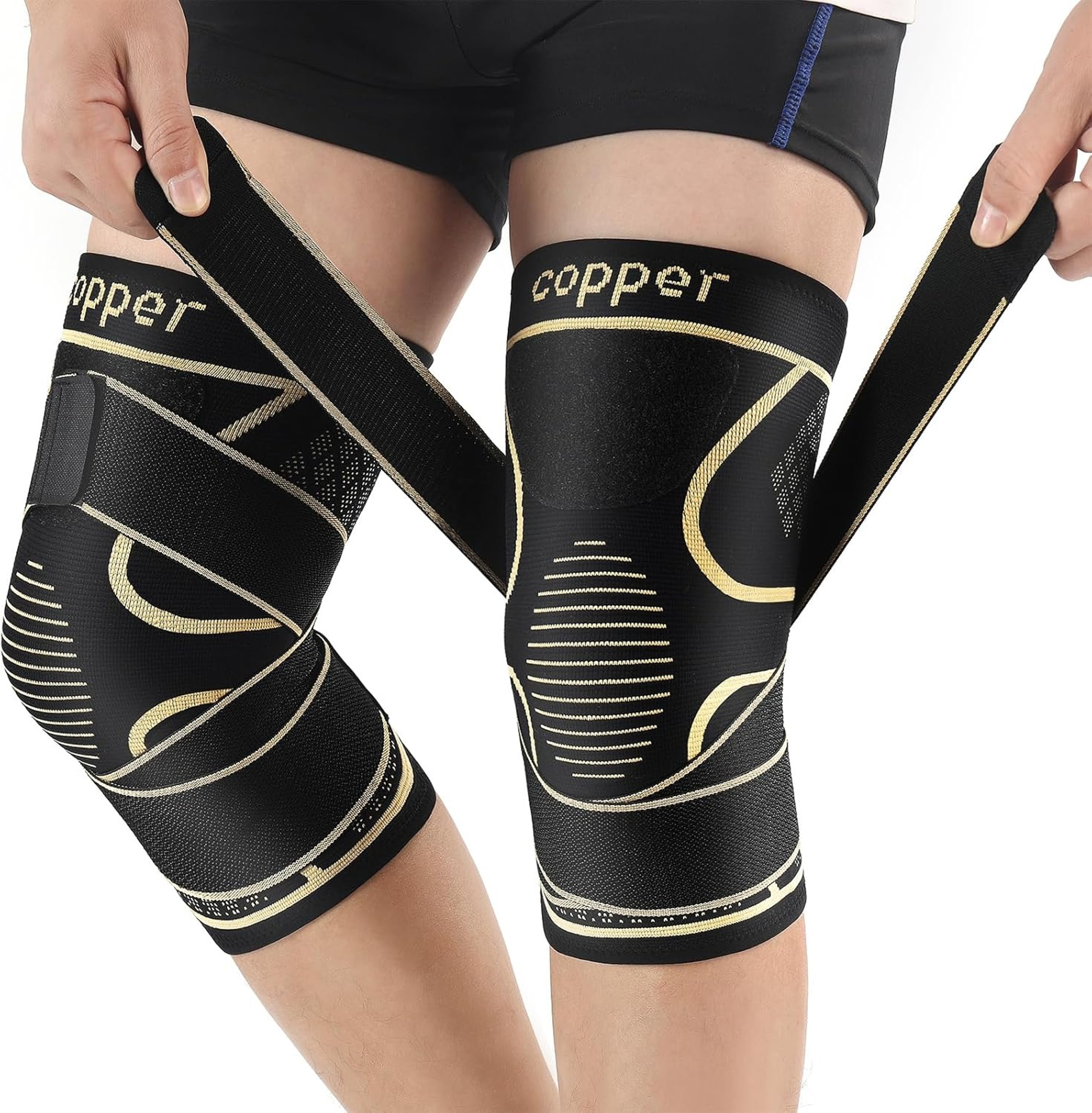 Copper Knee Braces With Strap For Pain Relief Knee Compression Sleeve For Arthritis And Meniscus Te 0