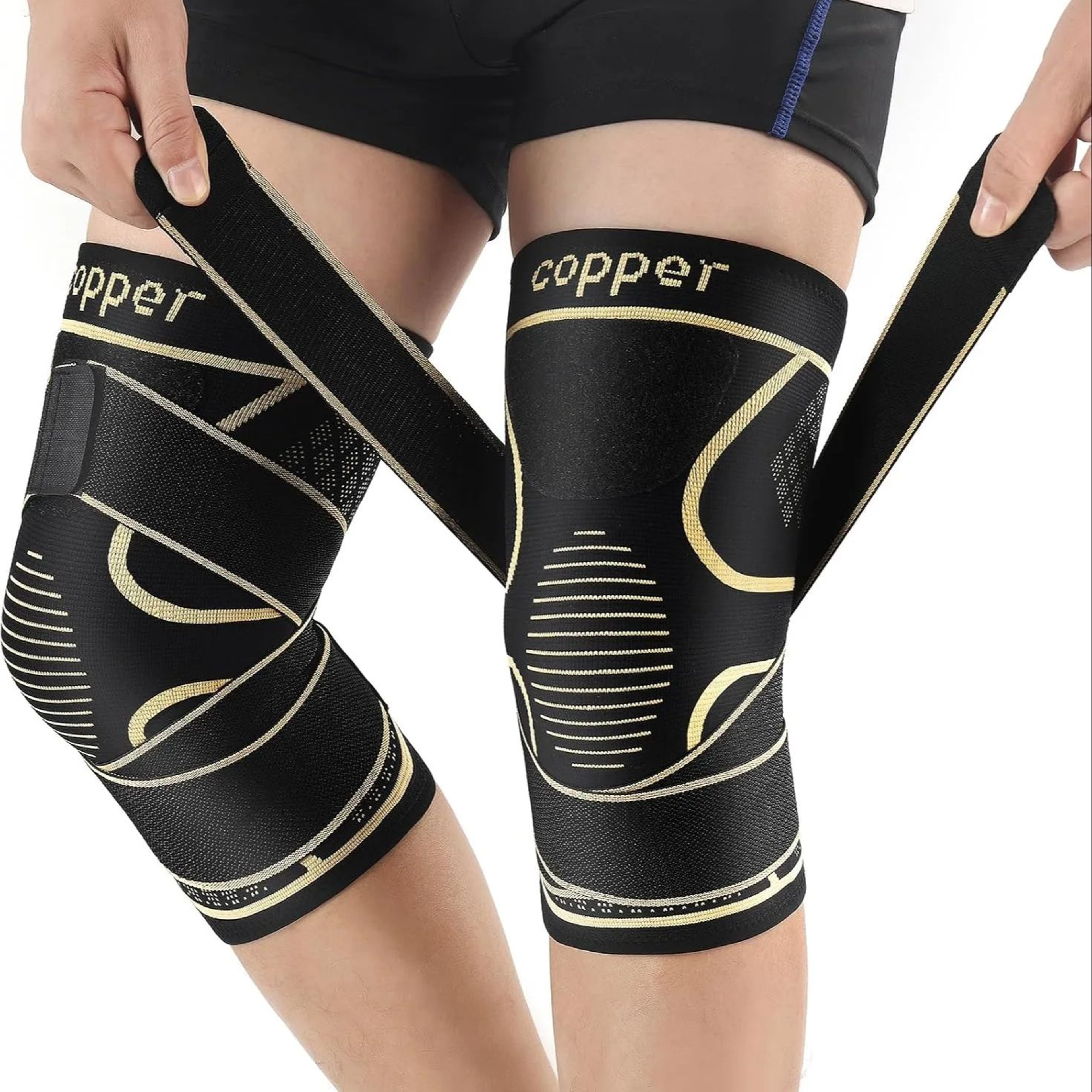 Copper Knee Braces With Strap For Pain Relief Knee Compression Sleeve For Arthritis And Meniscus Te 7