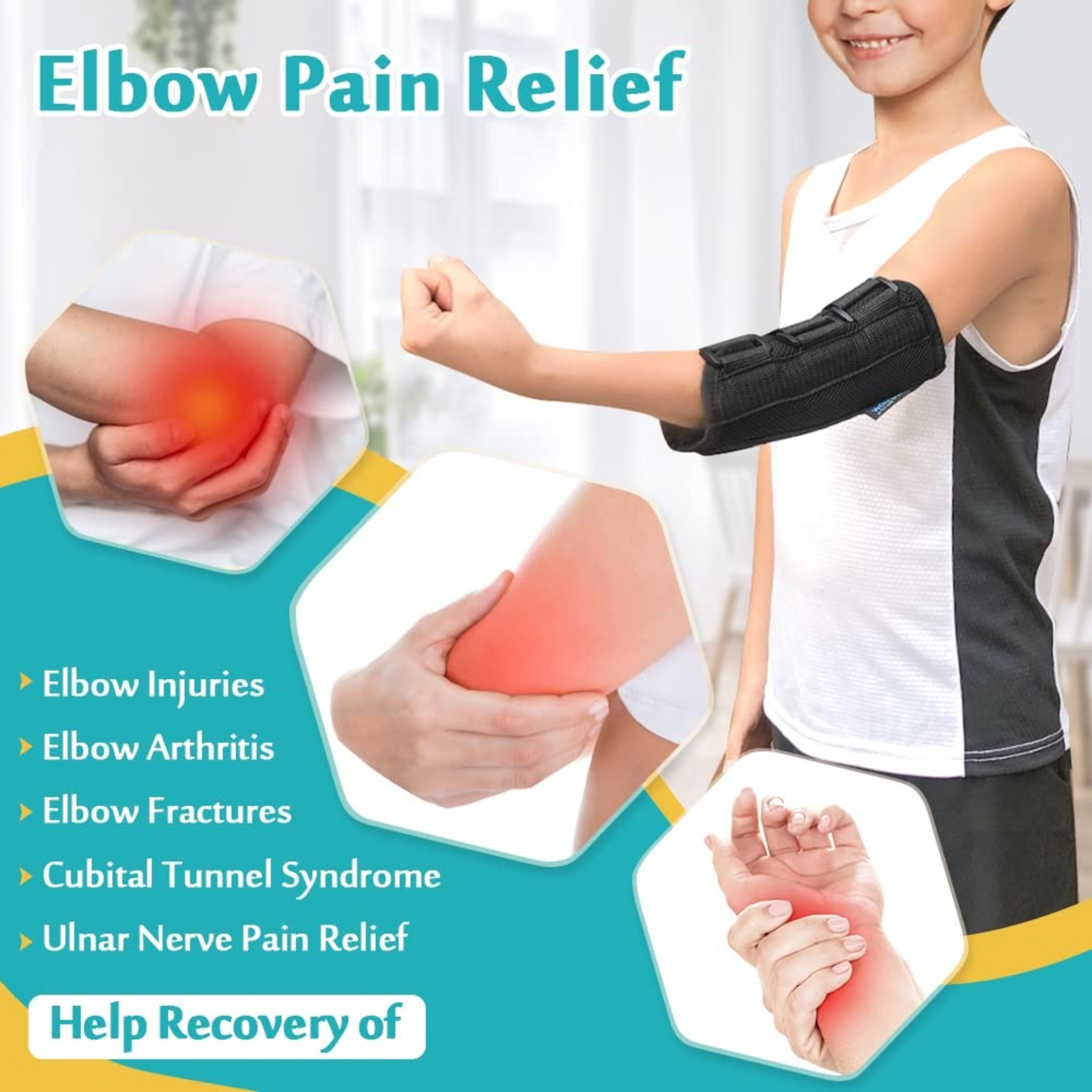 Child Arm Immobilizer Elbow Brace for Cubital Tunnel Syndrome & Ulnar Nerve Entrapment – view 3