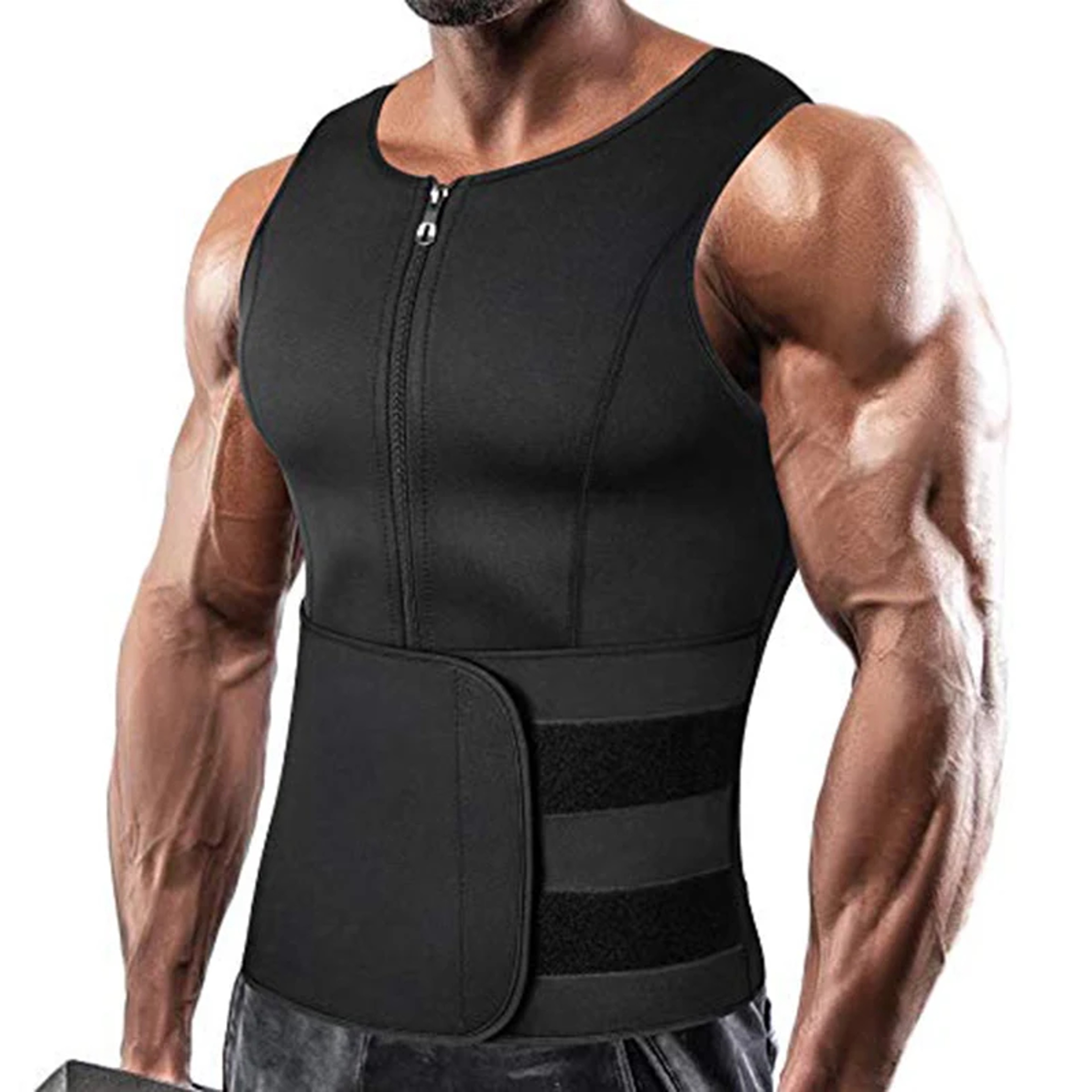 Mens Sauna Vest Waist Trainer Shapewear Slimming Body Shaper with Double Belt for Fat Burn and Fitness – view 7