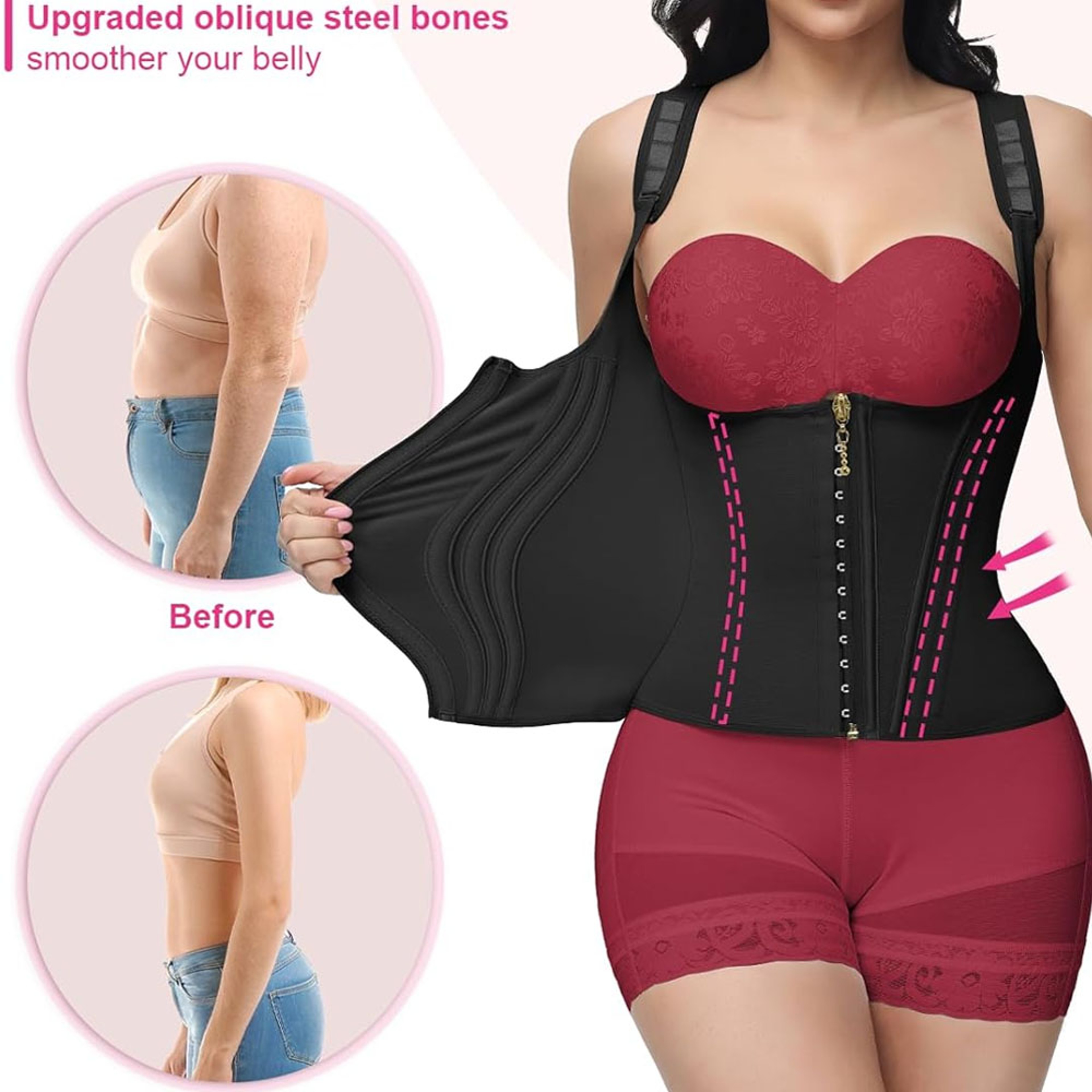 Waist Trainer For Women Tummy Control Sports Girdle  Workout Body Shaper With Adjustable Shoulder S 2