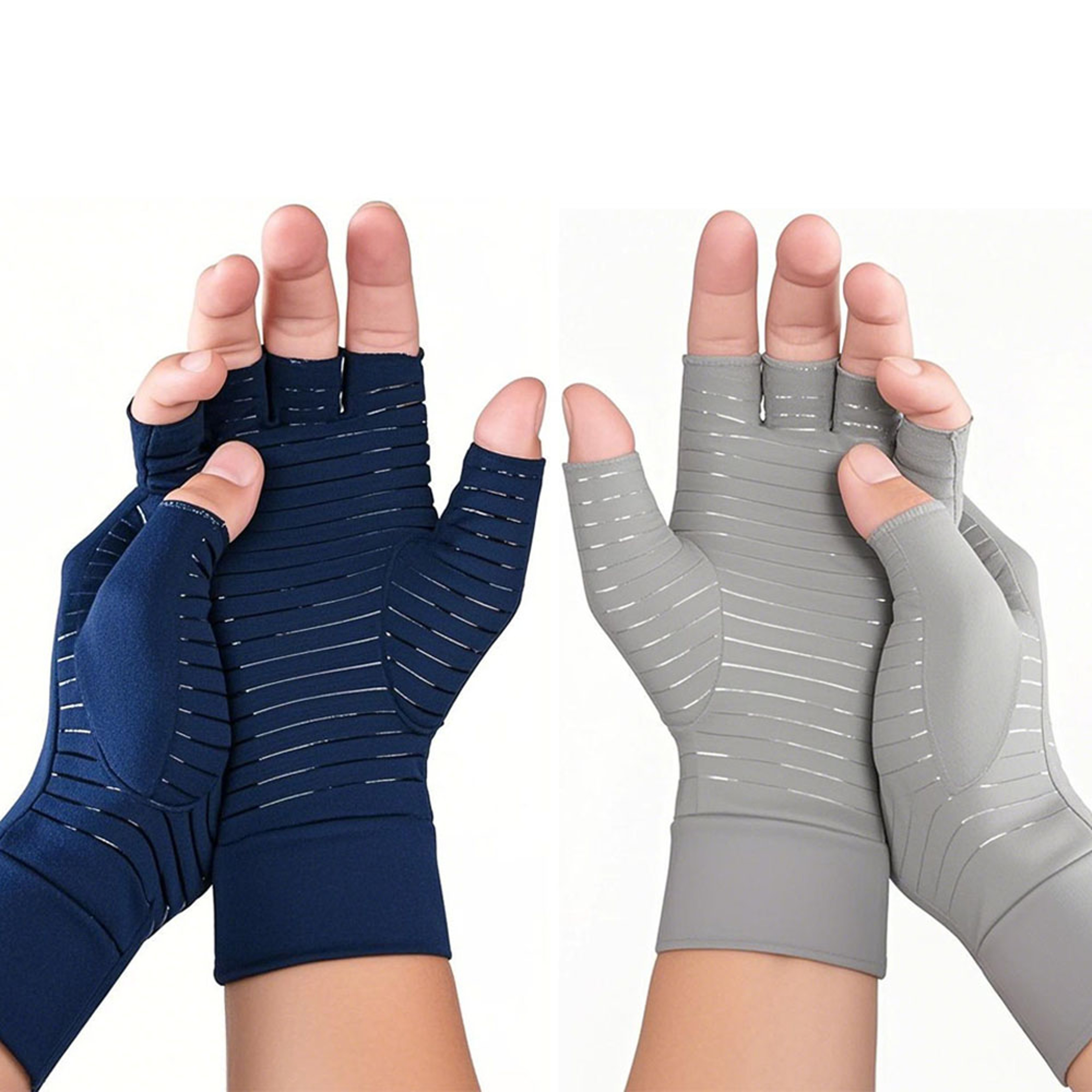 Copper Compression Gloves For Arthritis Open Finger Support For Men  Women Ideal For Typing  Daily  0