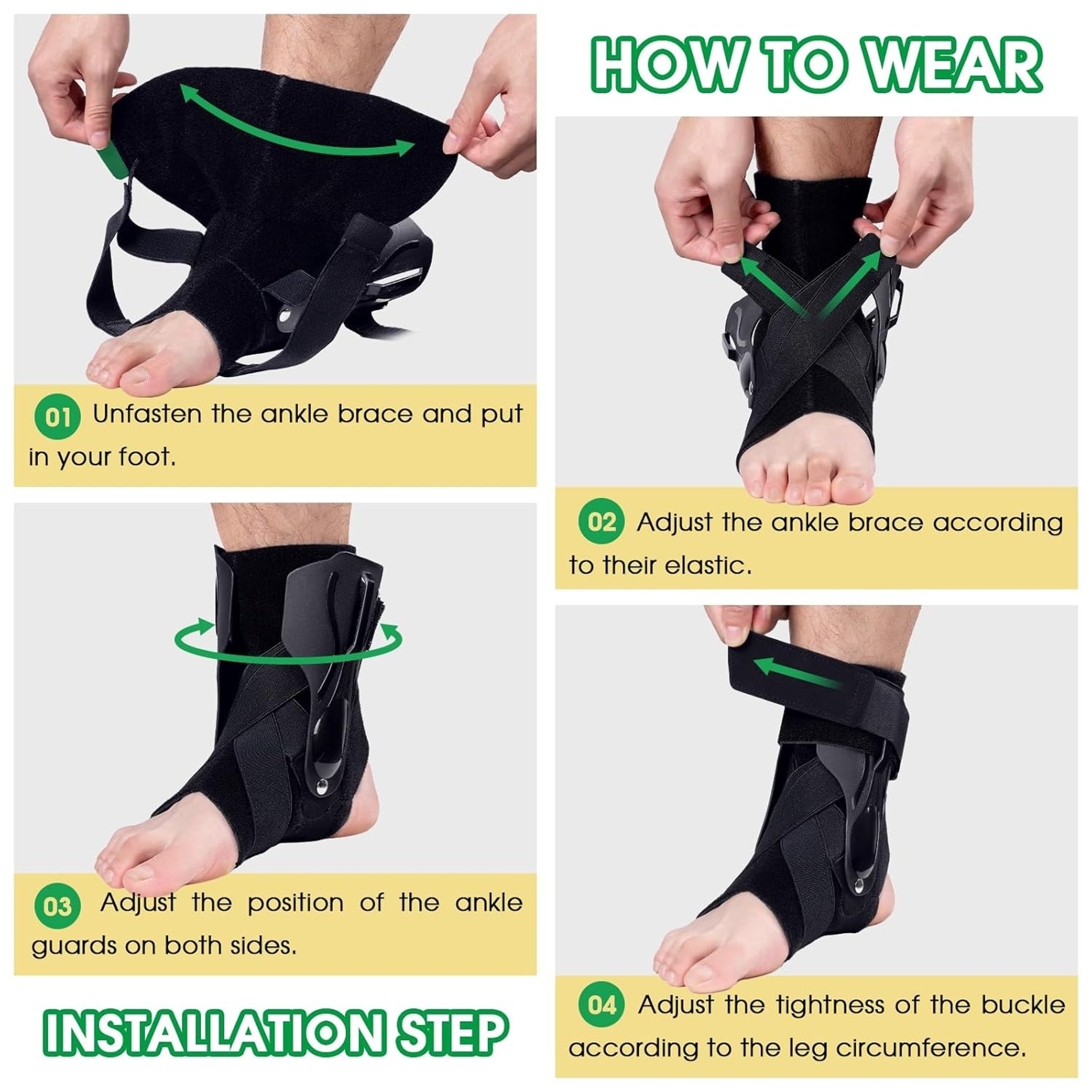 Lace Up Ankle Support Brace with X Strap Compression for Men and Women – view 5