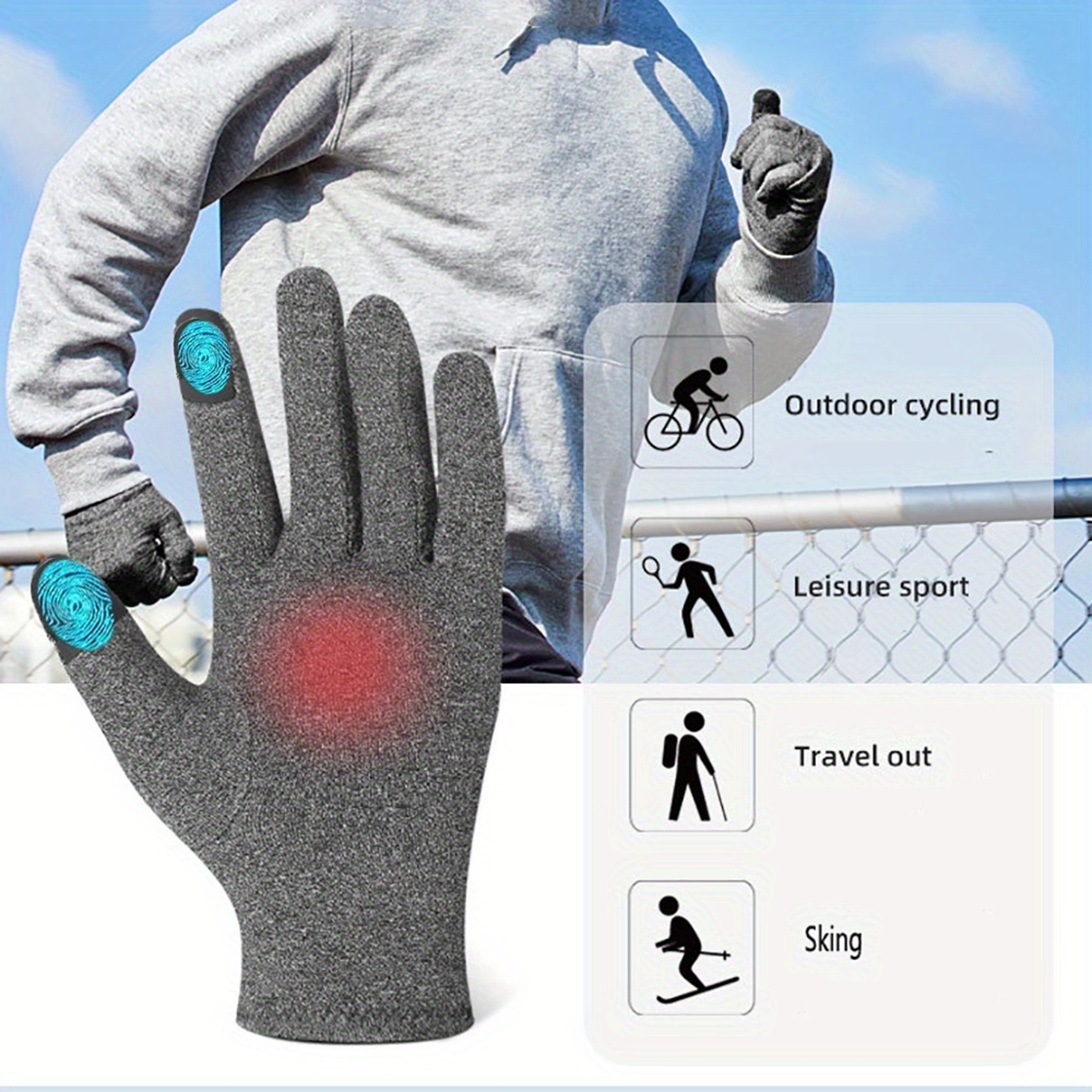 Touch Screen Compression Gloves With Full Finger Palm Support For Daily Hand Comfort 4