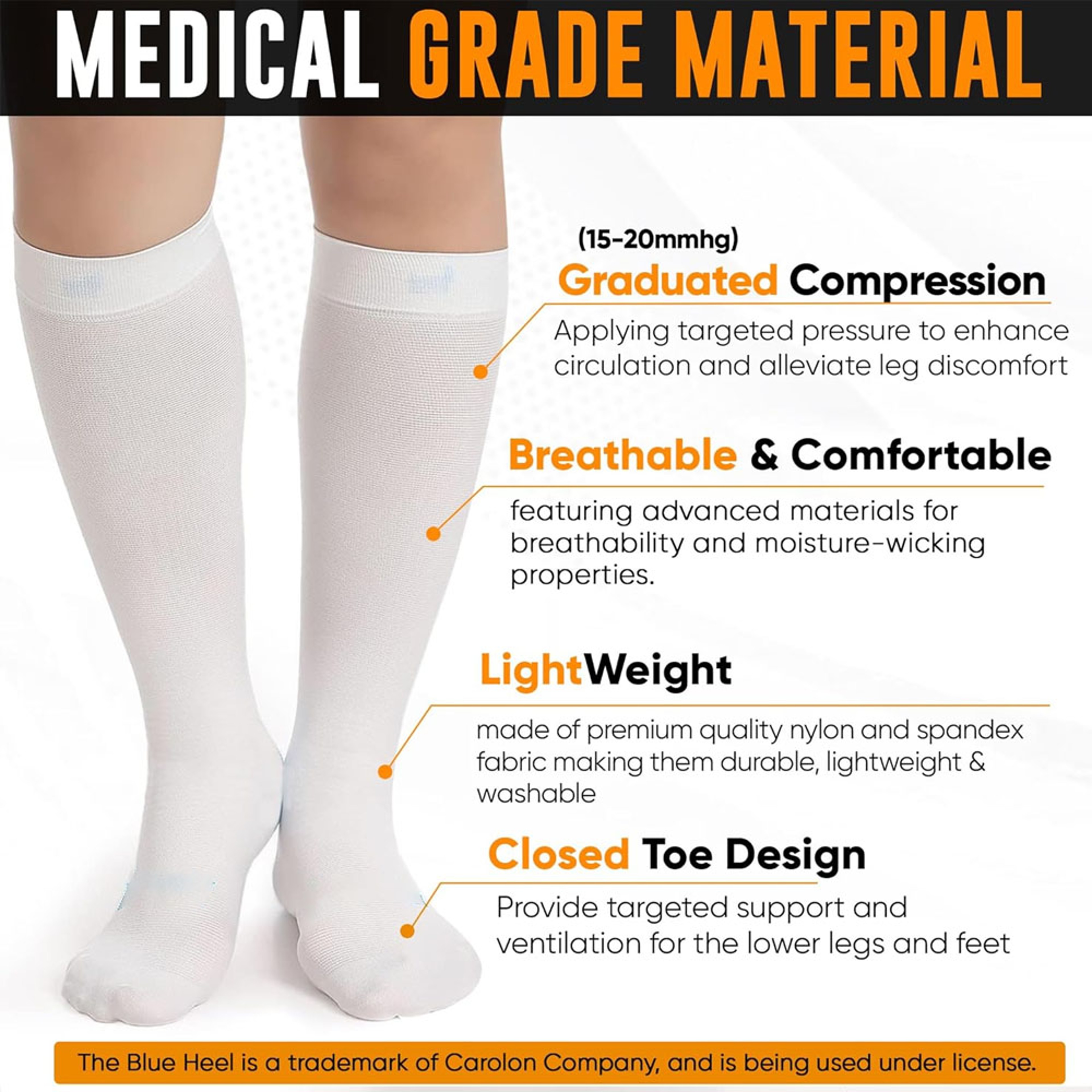 Compression Stockings For Women  Men KneeHigh AntiEmbolism With Inspection Hole 3