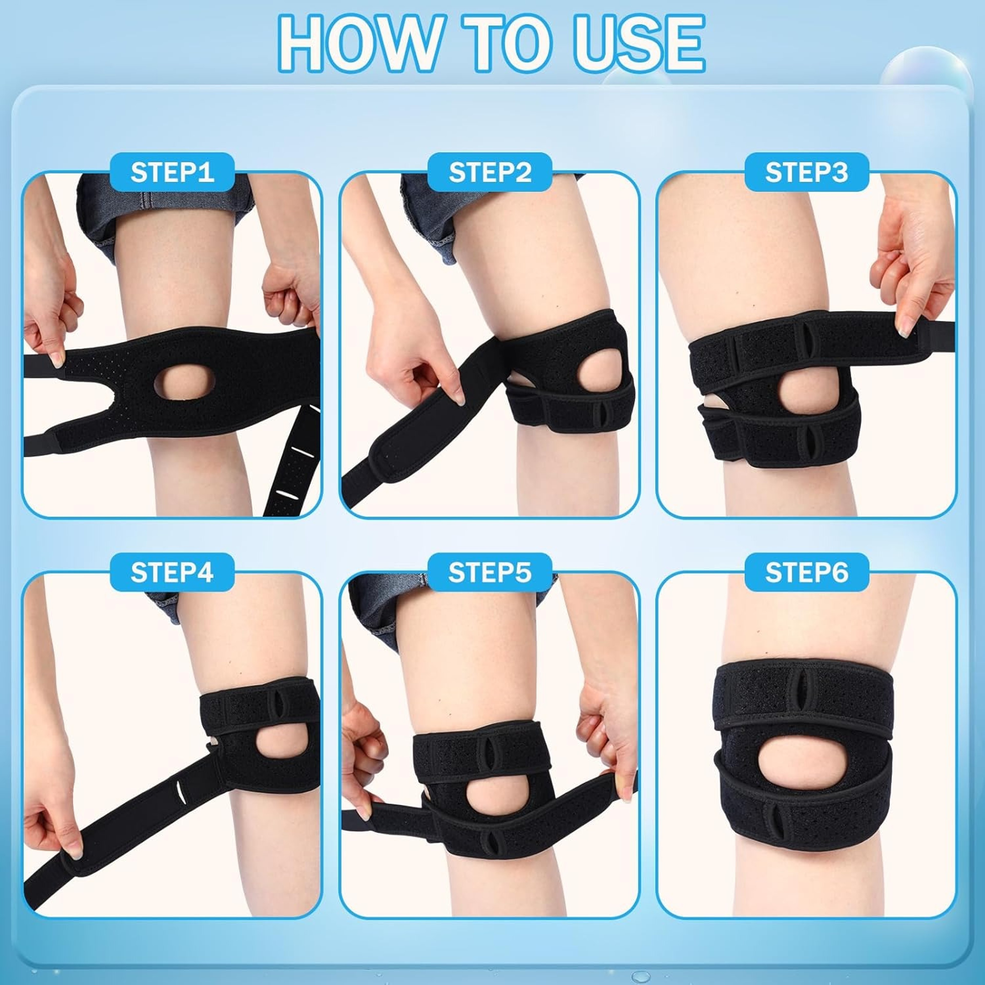 Knee Support Brace for Men & Women Adjustable Silicone Compression Sleeve Patellar Strap Wrap – view 4