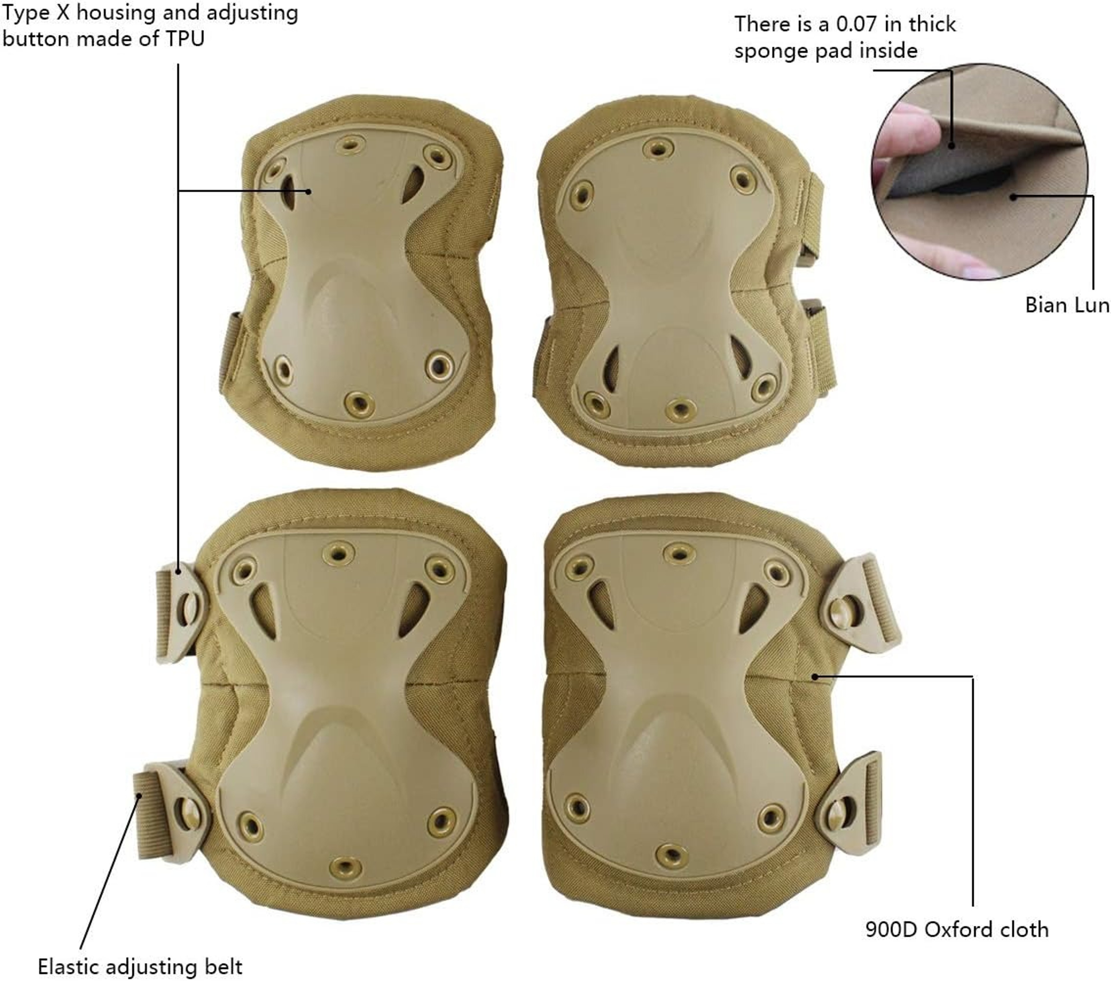 Premium Knee and Elbow Protective Pads Outdoor Safety Gear Set for Cycling Skateboarding and Paintball – view 3