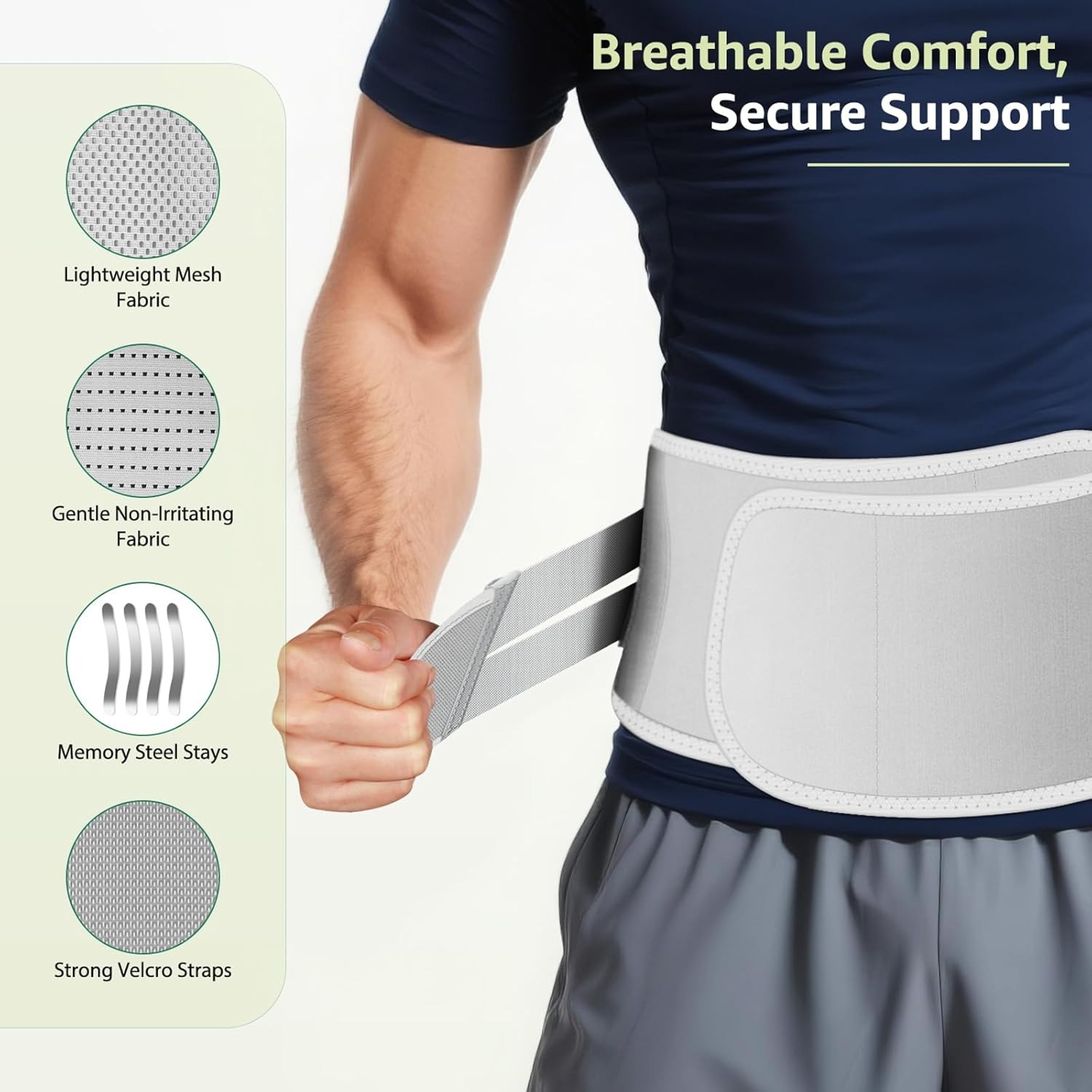 Back Brace for Lower Back Pain Steel Support with Adjustable Compression, Lumbar Support Belt for Men & Women. – view 2