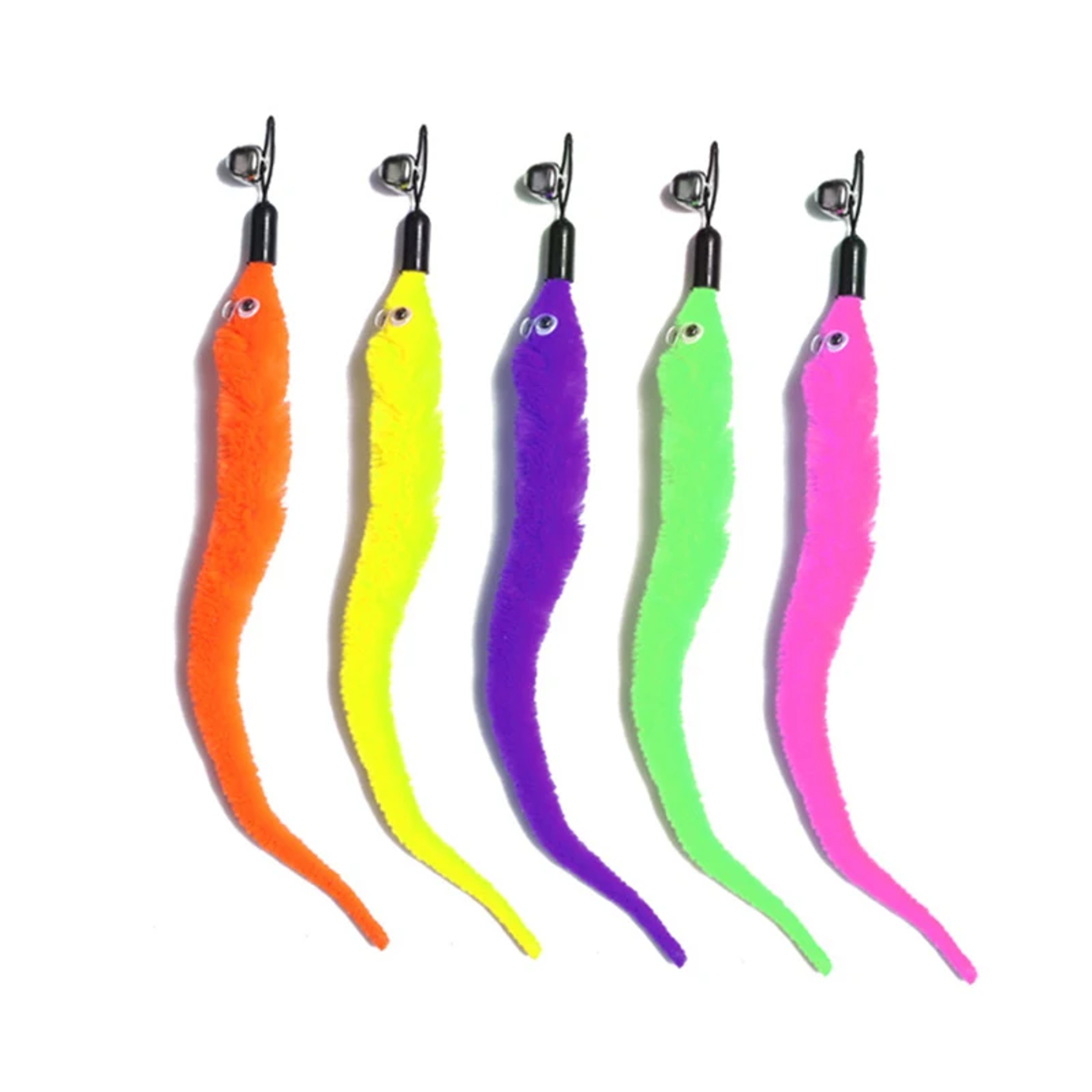 Colorful Cat Teaser Wand Rod Chase Toys Interactive Plush Worm Replacement Refills for Pet Play – view 4