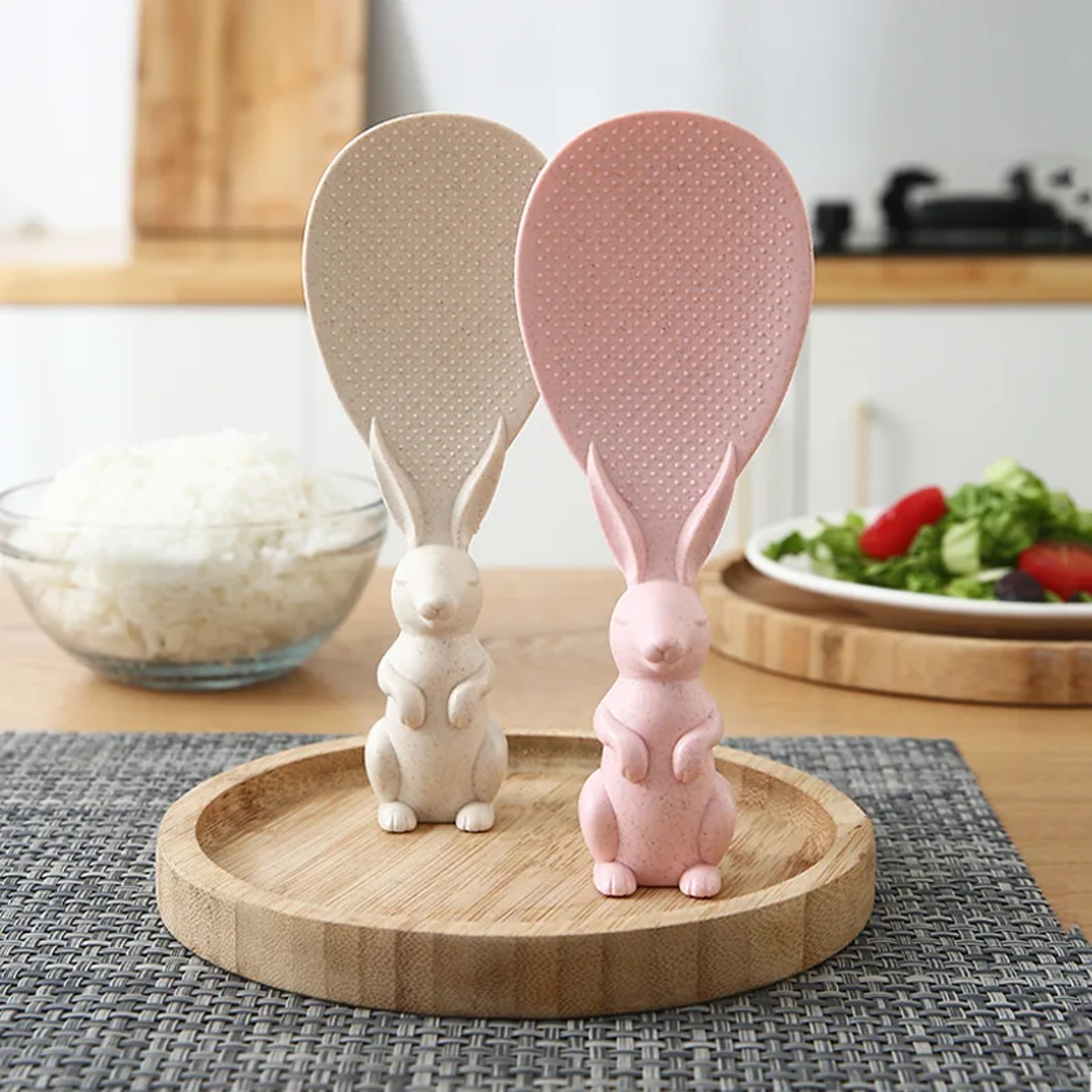 Creative NonStick Rabbit Spoon Wheat Straw Rice Shovel For Cooking  Serving 3