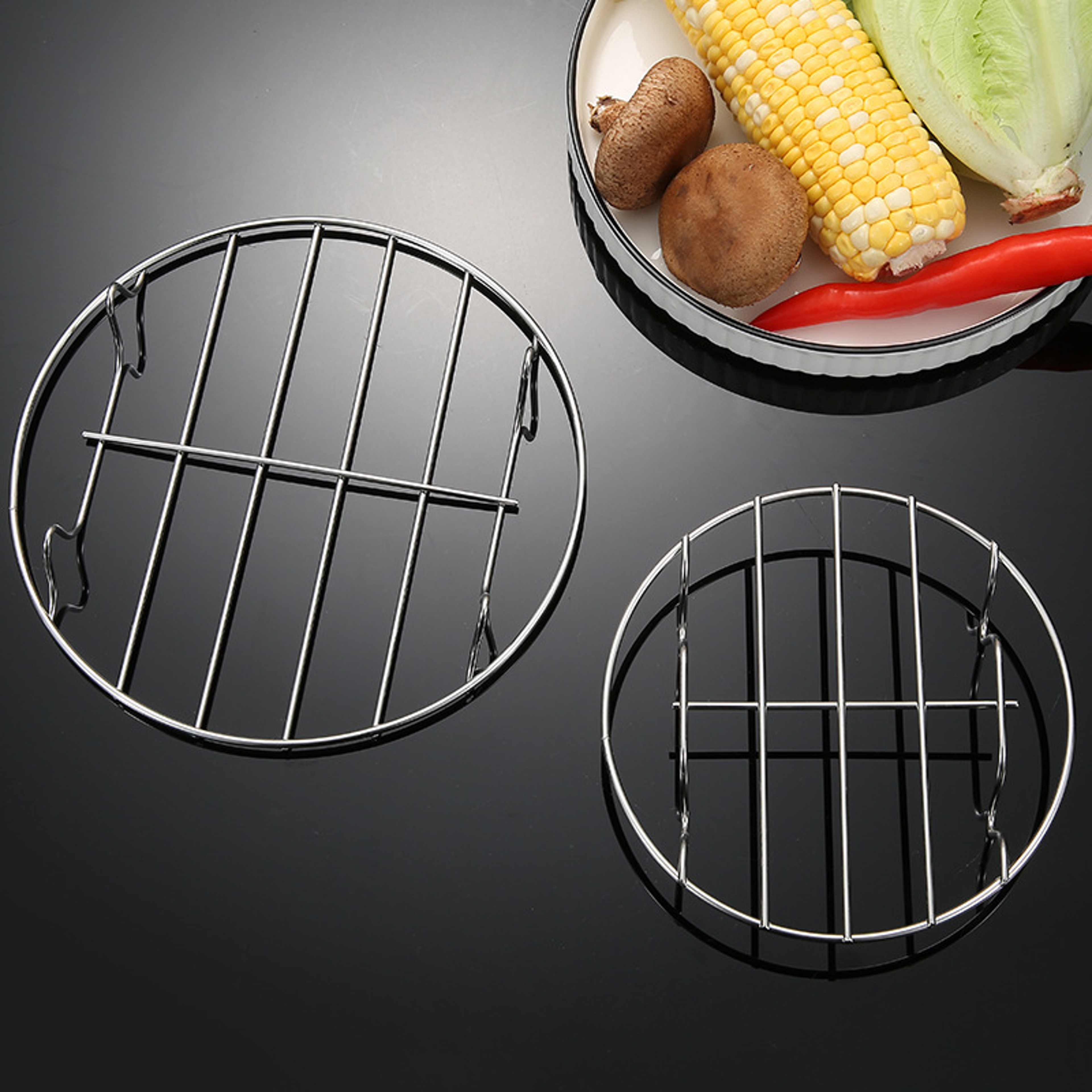 Stainless Steel Steaming Rack For Air Fryers  Pots Round Cooking Tray For Baking And Steaming 0