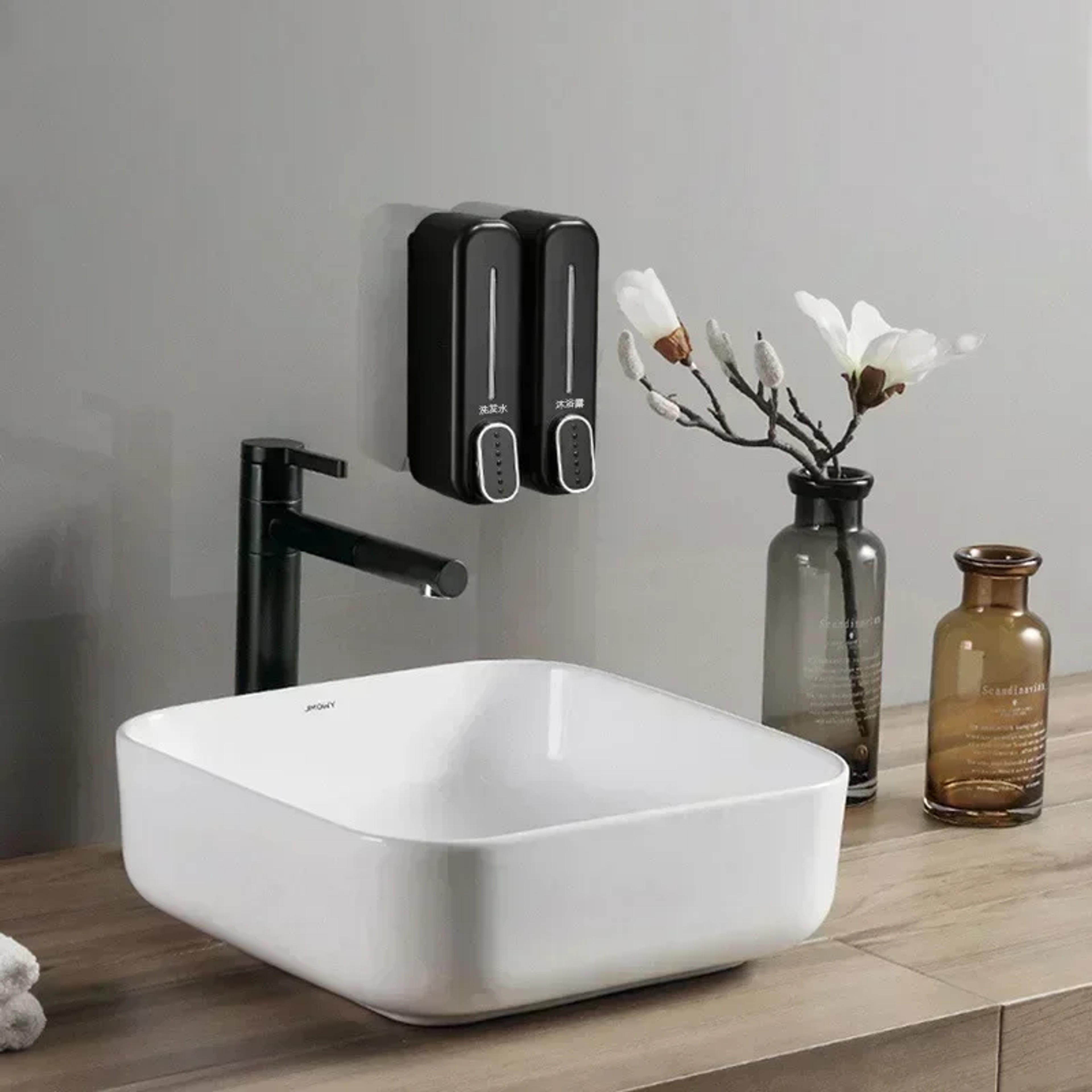 Wall Mounted Soap Dispenser Convenient Manual Shampoo, Shower Gel & Lotion Container for Bathroom – view 3