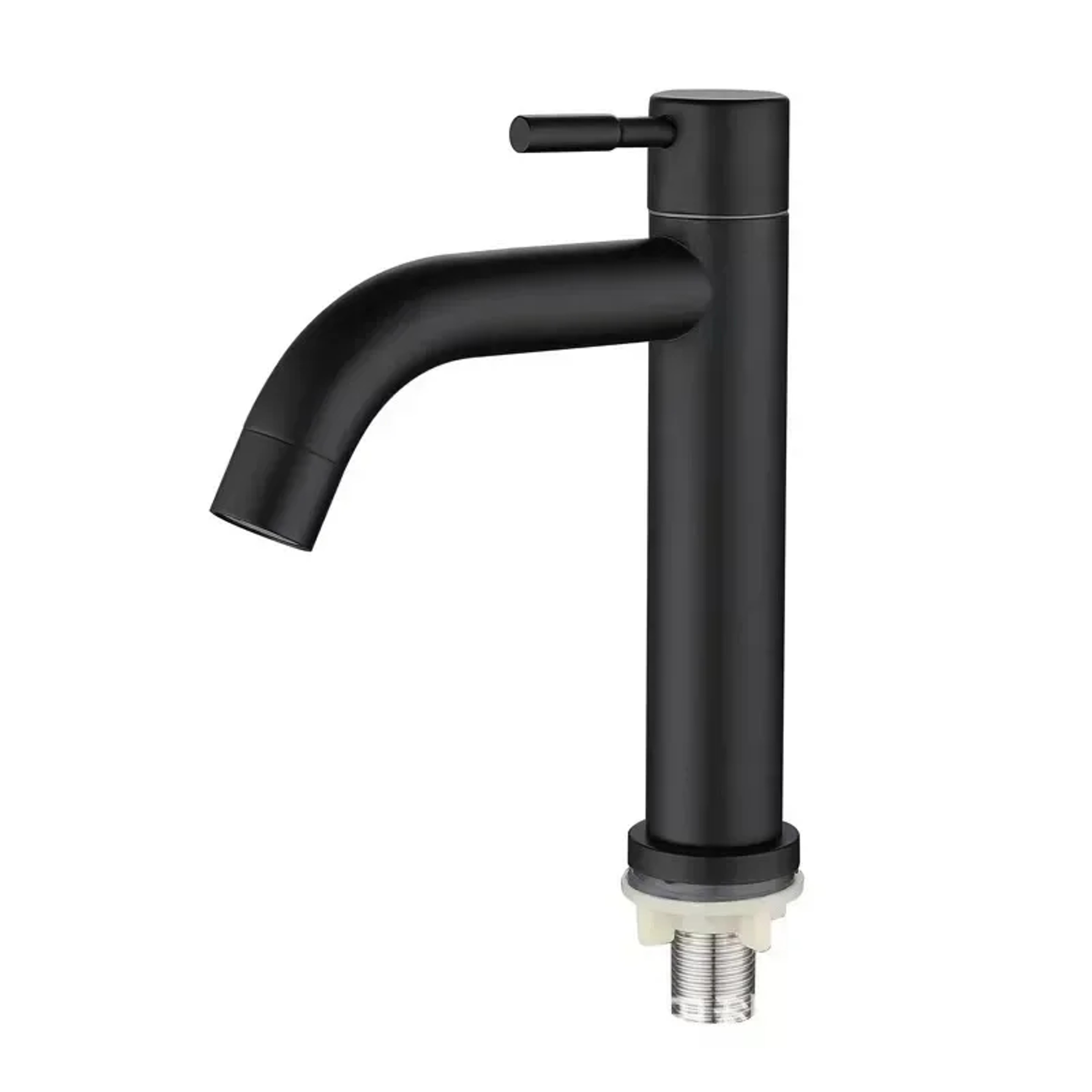 Stainless Steel Basin Faucet Modern Single Cold Water Tap in Black Silver Color Deck Mounted, Lengthened & Raised. – view 9