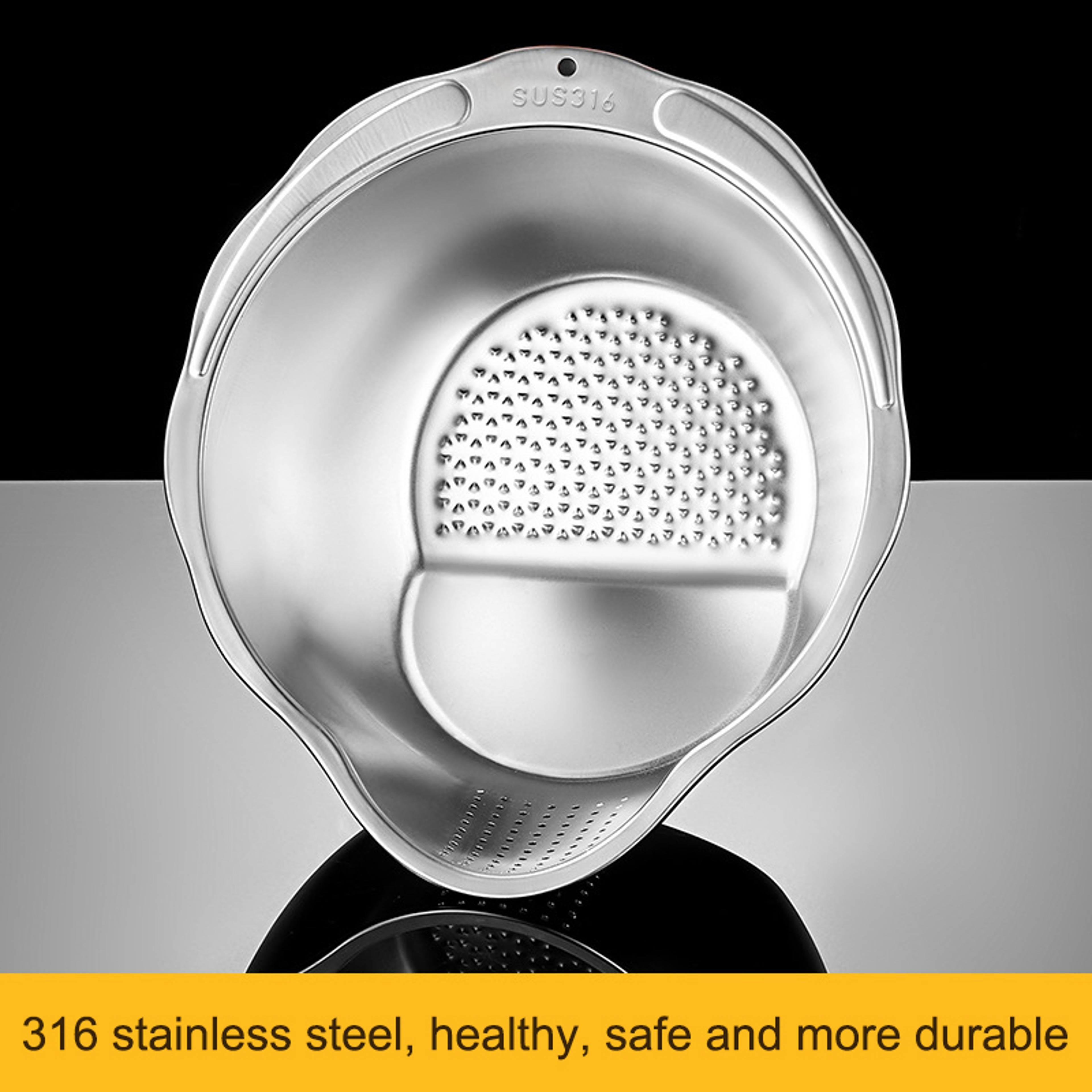 Stainless Steel Rice Washer Strainer Bowl Multi Purpose Sieve For Rice Fruit And Kitchen Straining 0