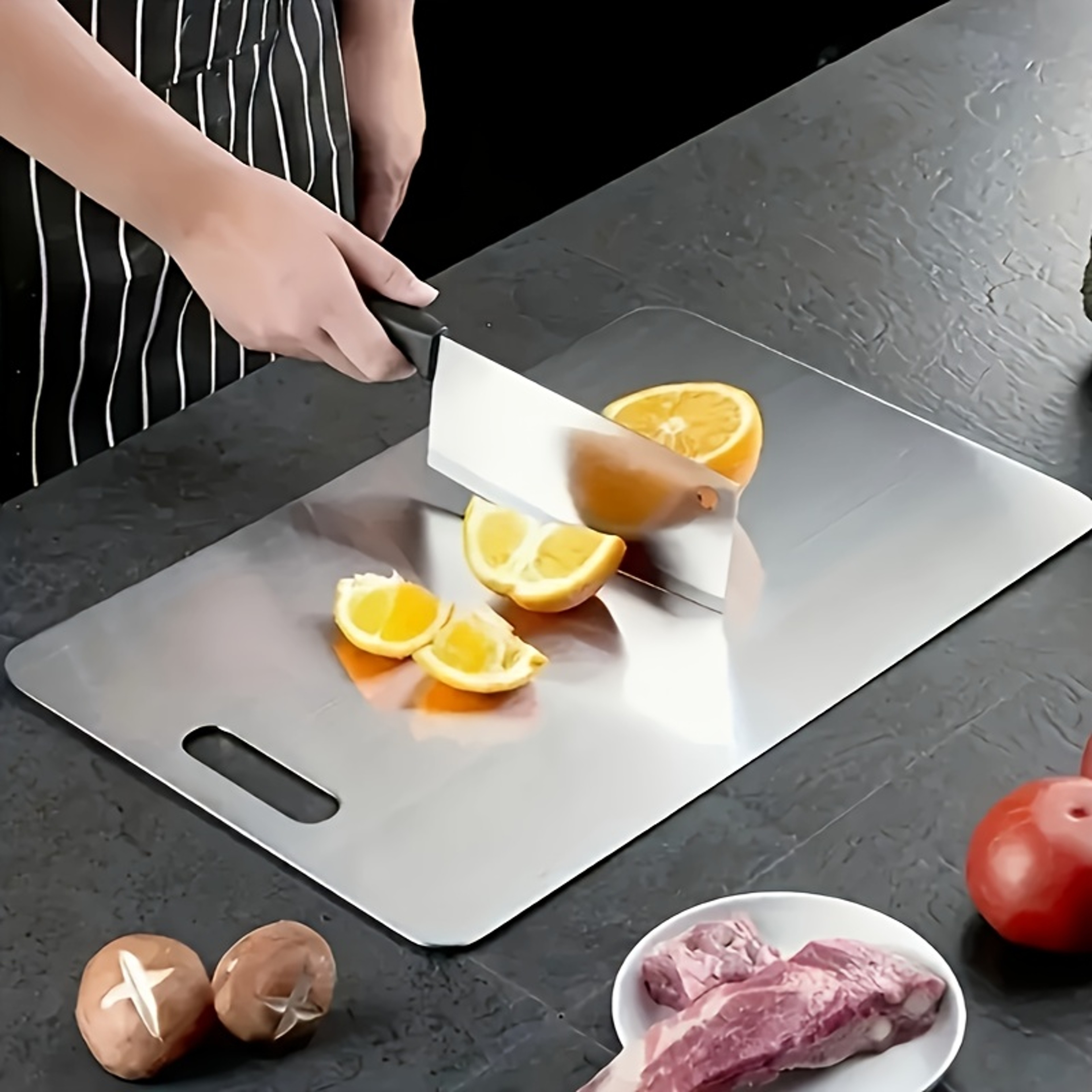 Stainless Steel Cutting Boards Set NonSlip BPA Free Rustproof With Juice Groove 1