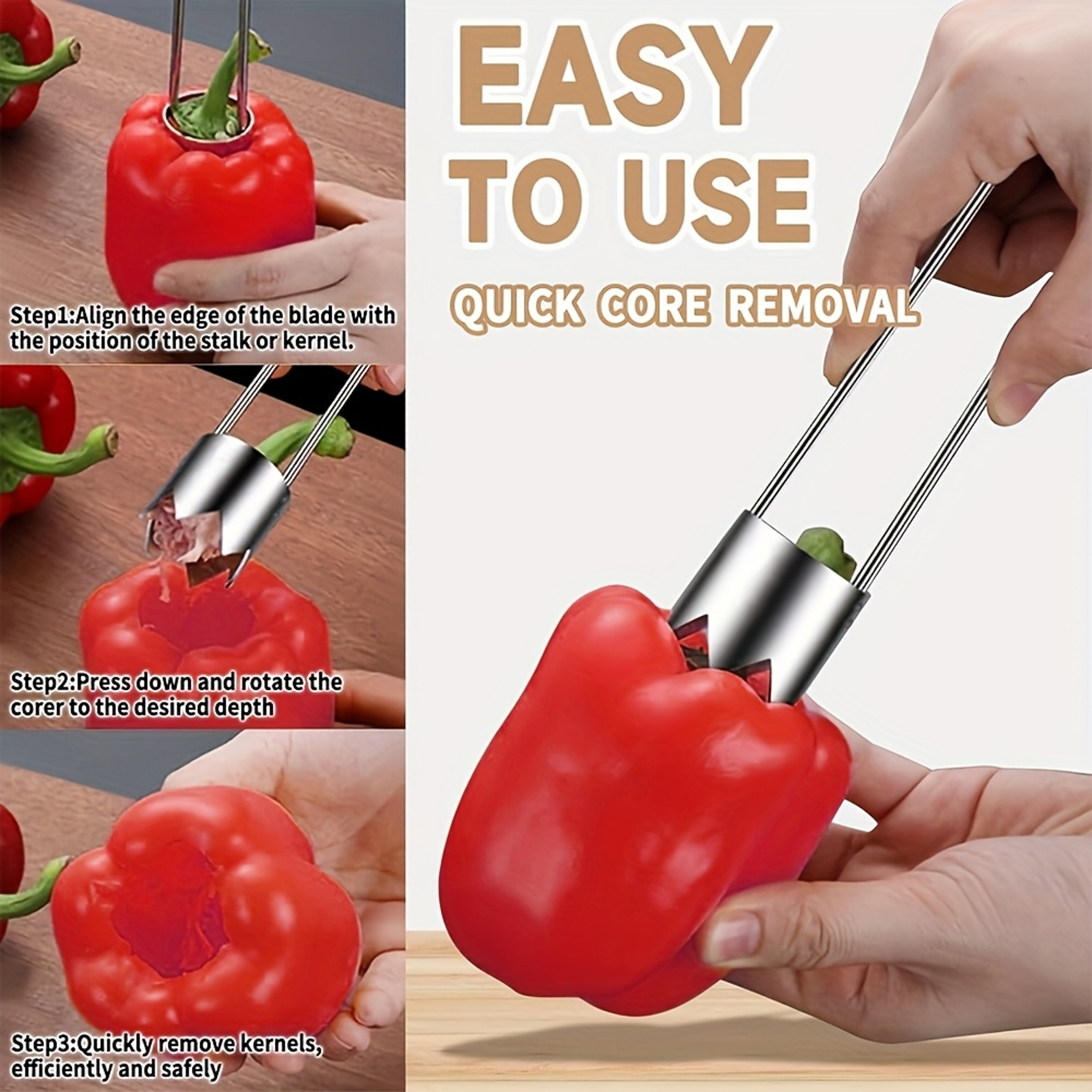 Stainless Steel Corer Tool For Fruits  Veggies Effortless Core Removal For Apples Peppers Tomatoes  4