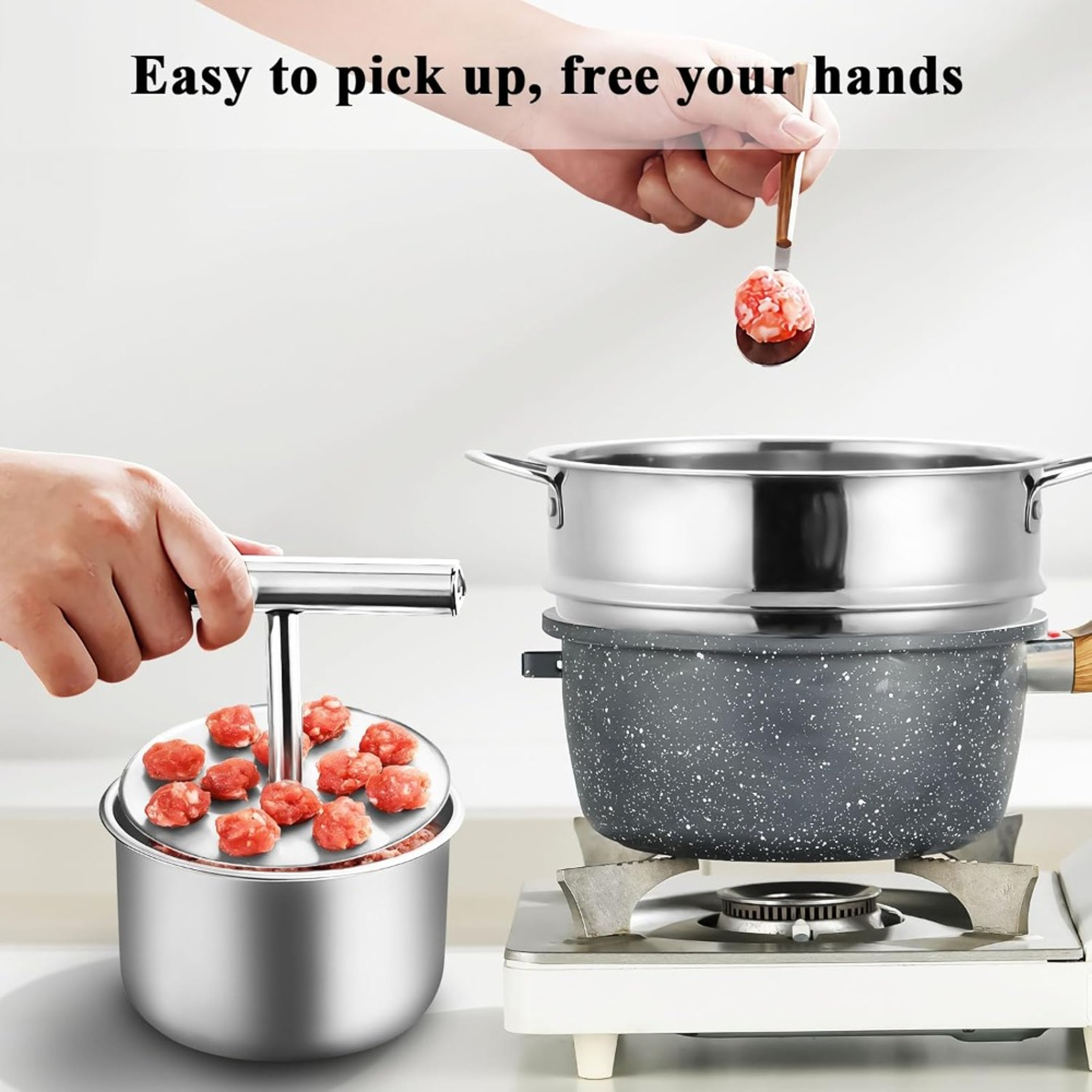 Stainless Steel Meatball Maker Press Mold Ergonomic Handle 2