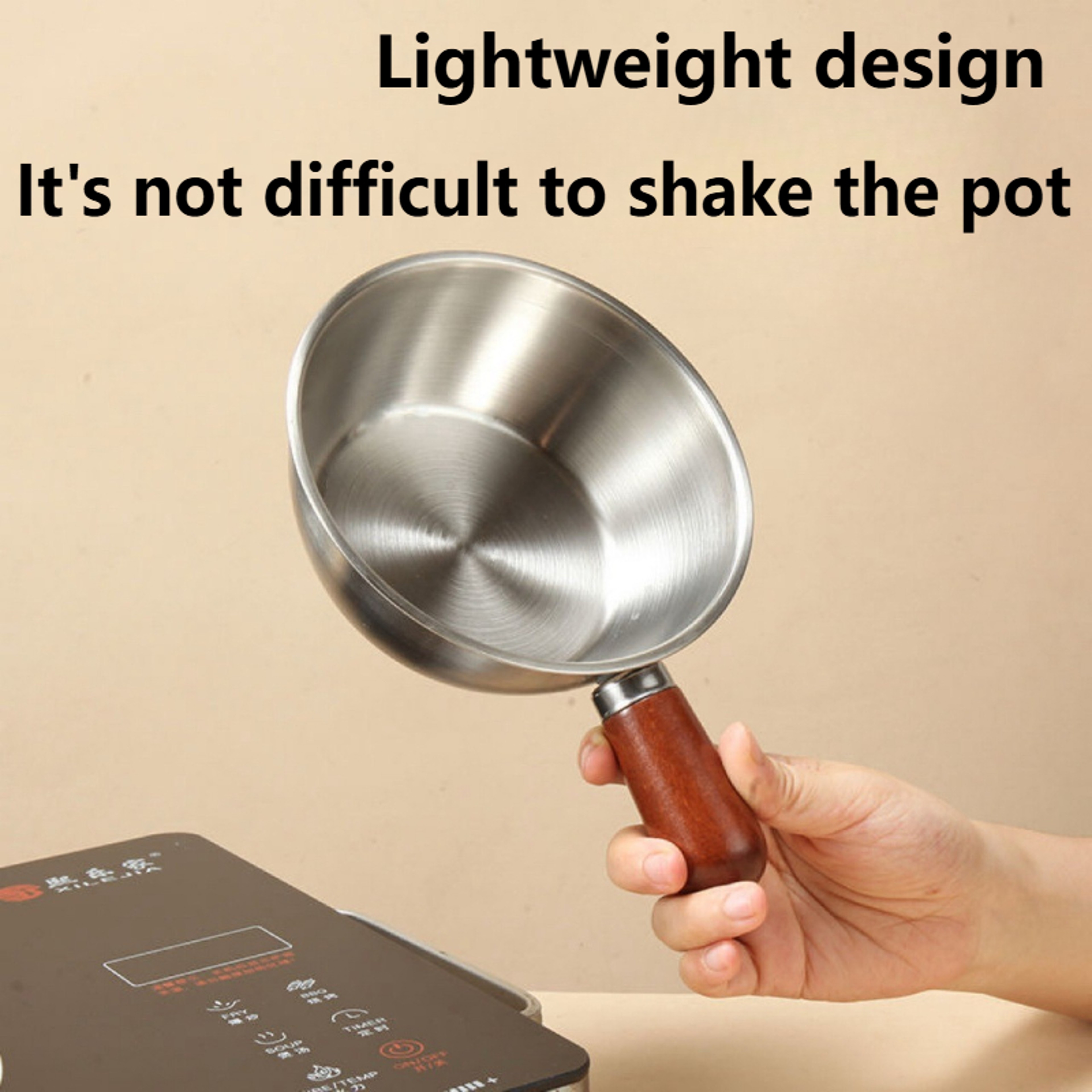 Stainless Steel Mini Pot With Wood Handle Saucepan For Camping  Dorm Kitchens 4