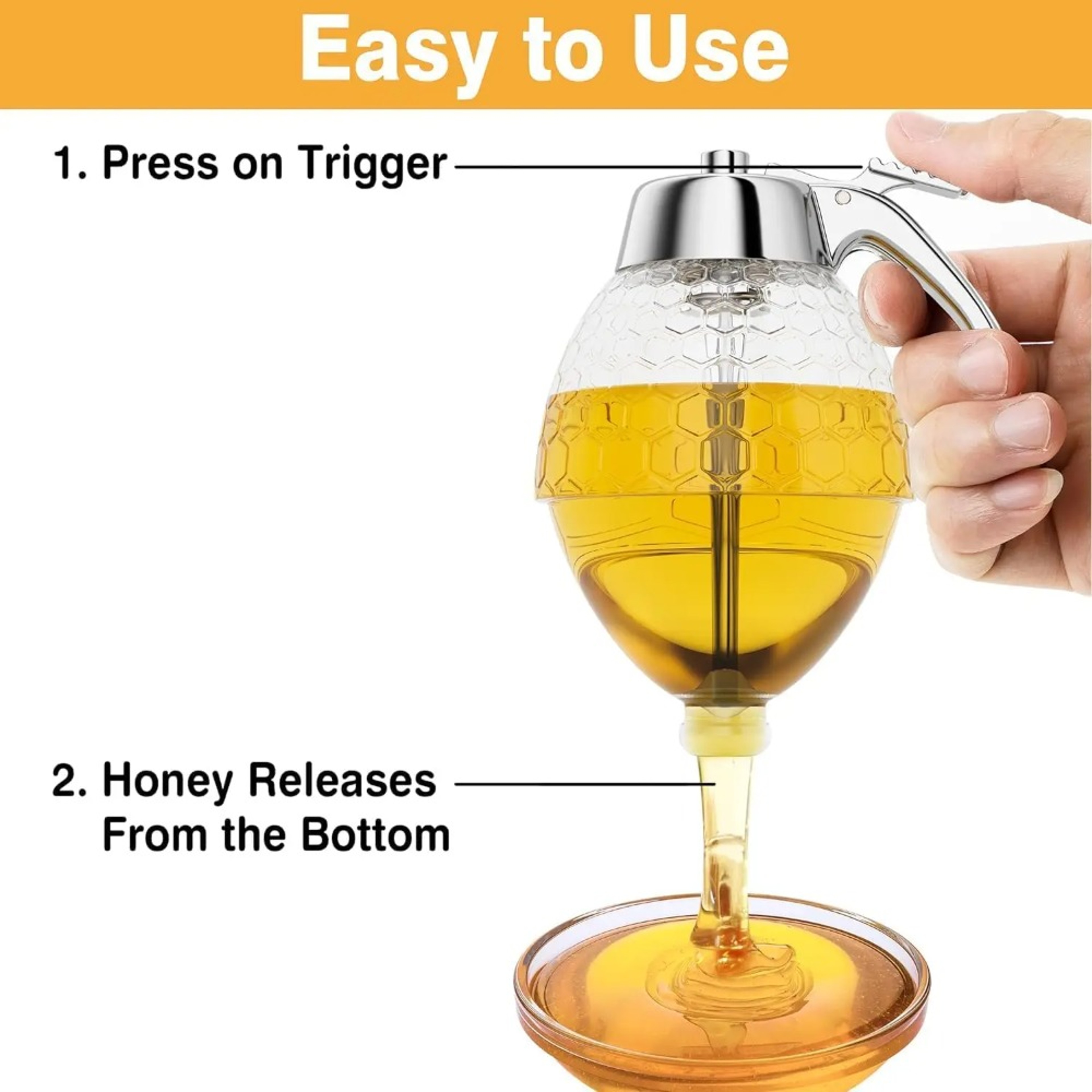 Drip Free Honey Dispenser  Maple Syrup Pitcher Elegant HoneycombShaped Honey Jar With Stand For Cle 2