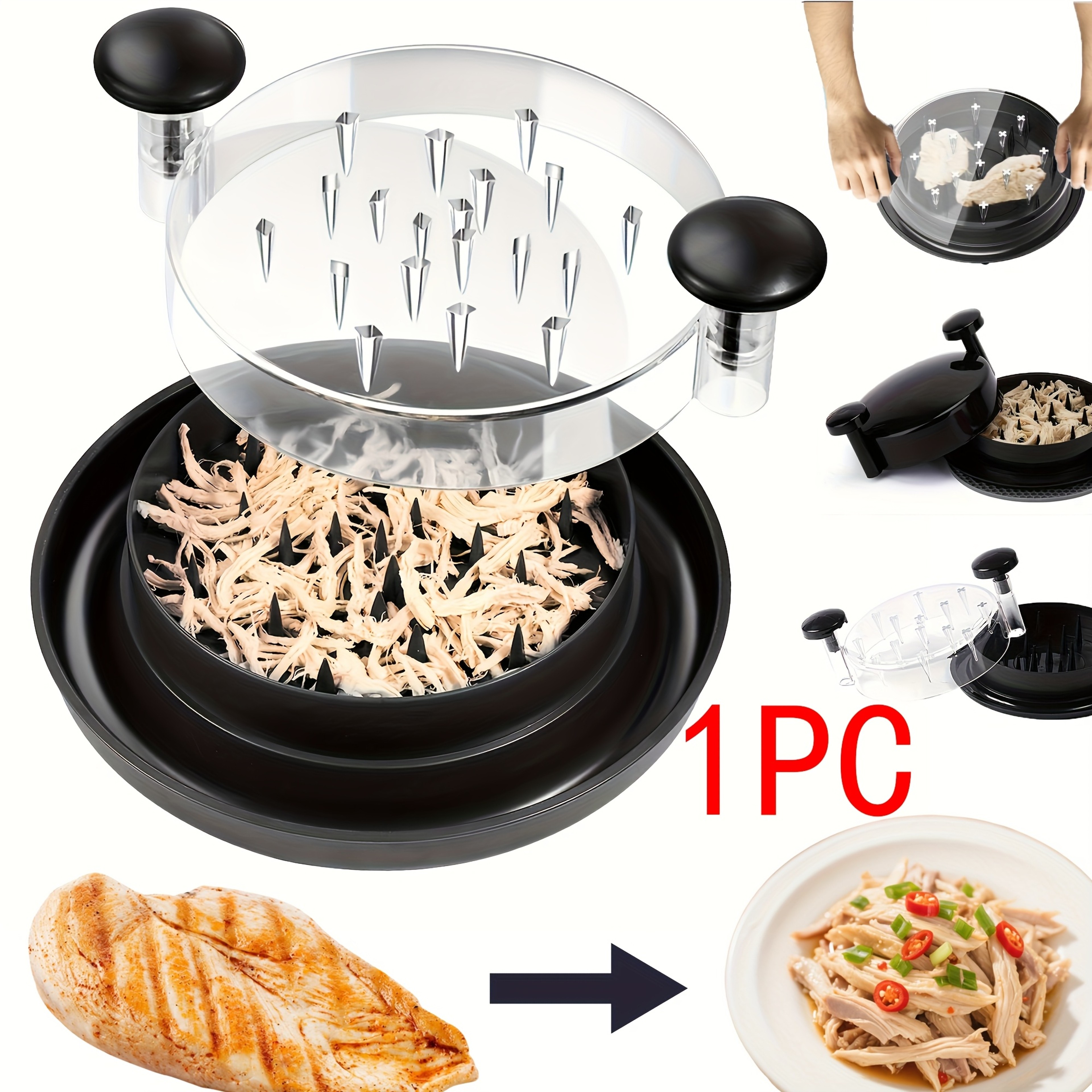Upgraded Chicken Shredder With Transparent Cover NonSlip Blade For Easy Shredding Of Meat  Vegetabl 0
