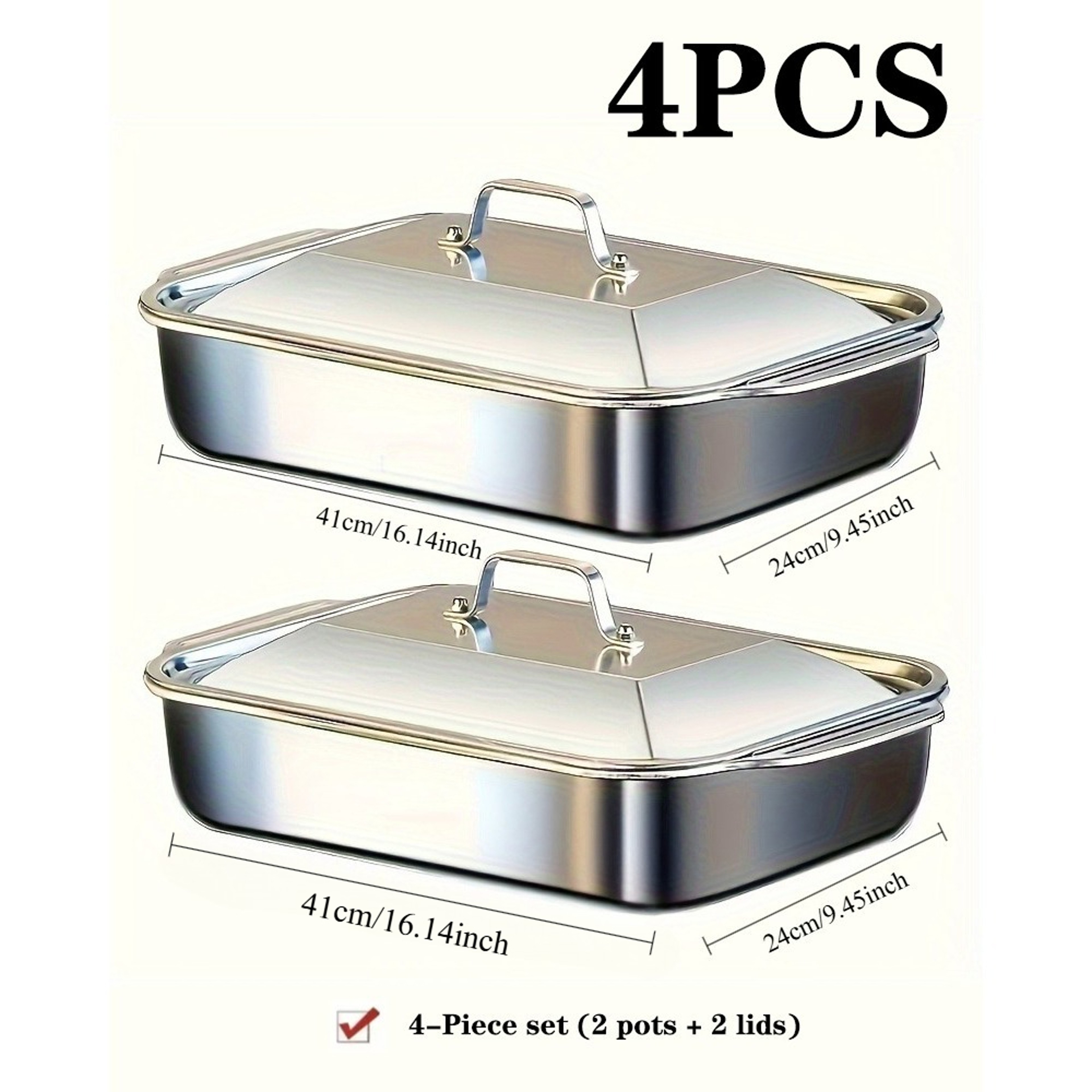 Stainless Steel Baking Pan Set With Lids Deep Dish Cookware For Fish Pasta And Grilling Oven  Dishw 5