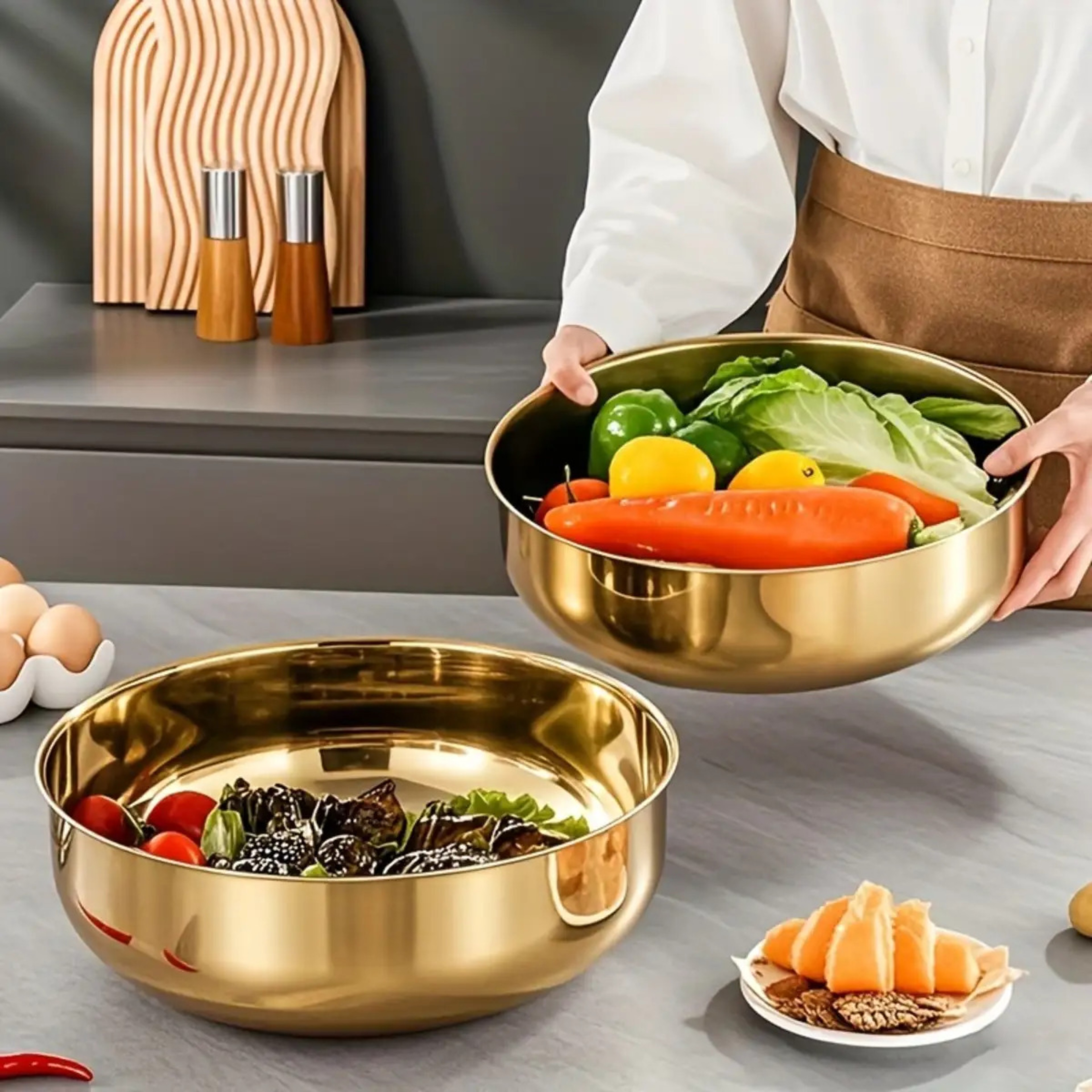 Stainless Steel Mixing Bowls With Lids Commercial Dough Mixer For Kitchen Dishwasher Safe 4