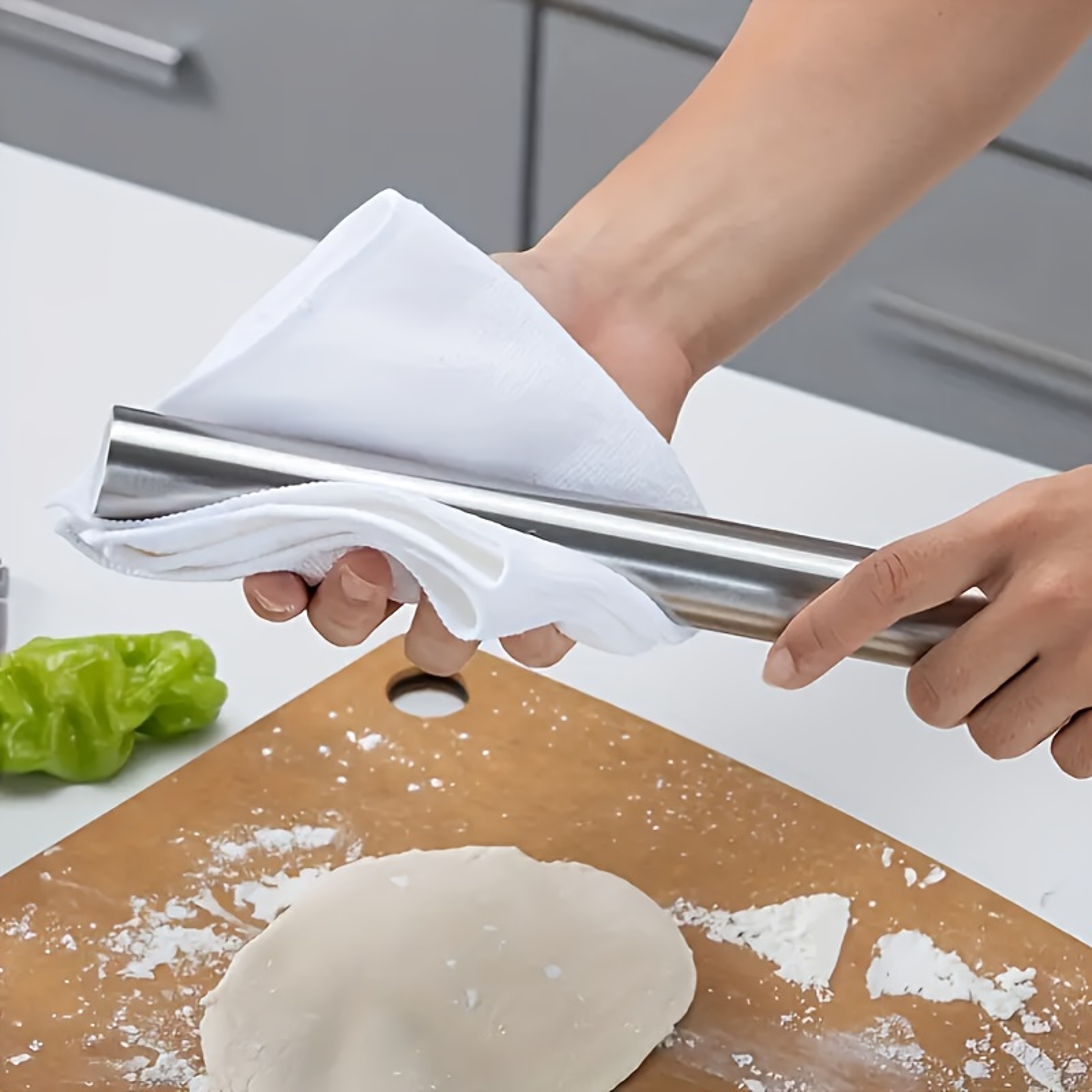 Stainless Steel Rolling Pin For Baking Hollow Lightweight Dough Roller For Cookies Pie Dumplings  P 4