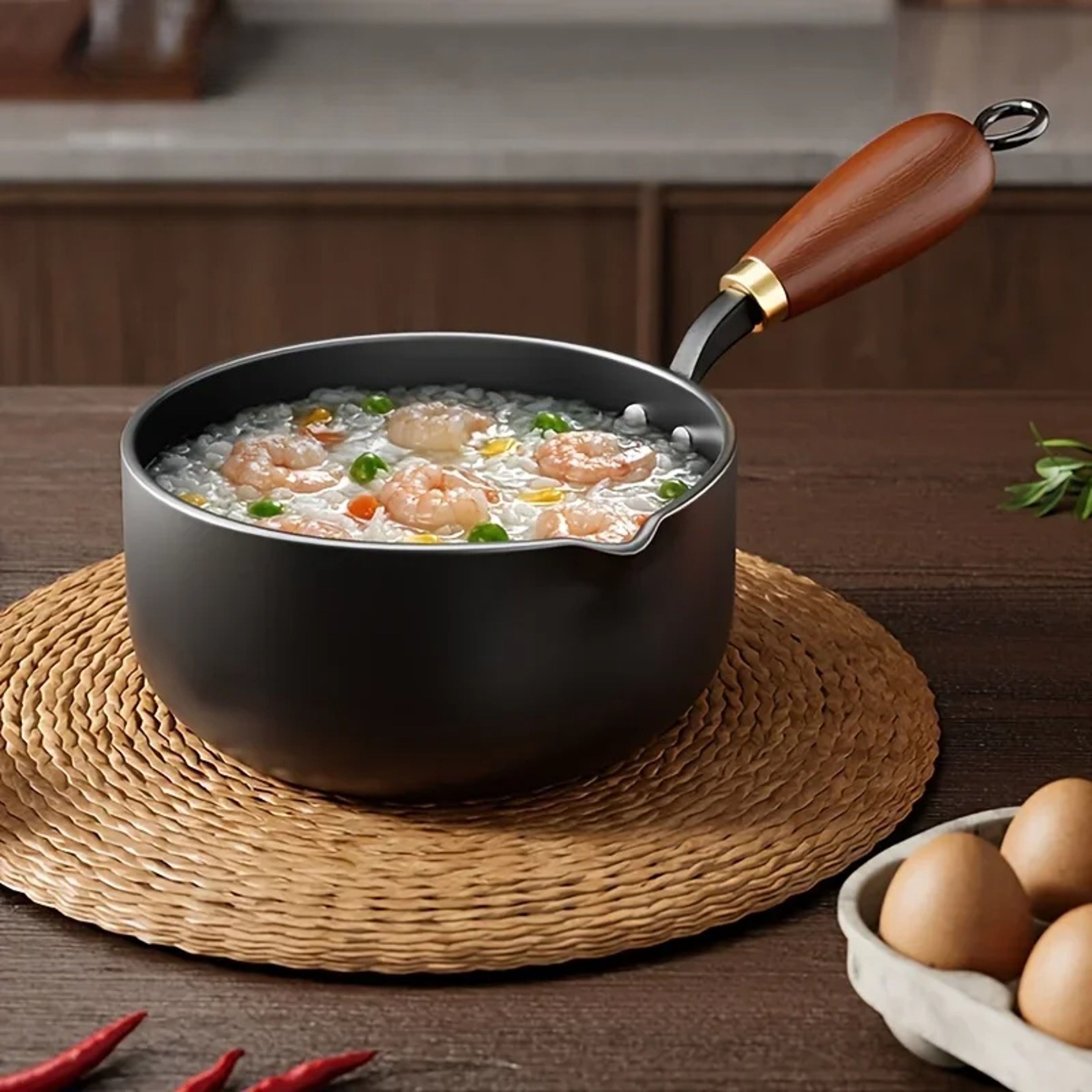 Induction Compatible Milk Pot With Wooden Handle Small Saucepan For Boiling Milk Soup  Noodles 0
