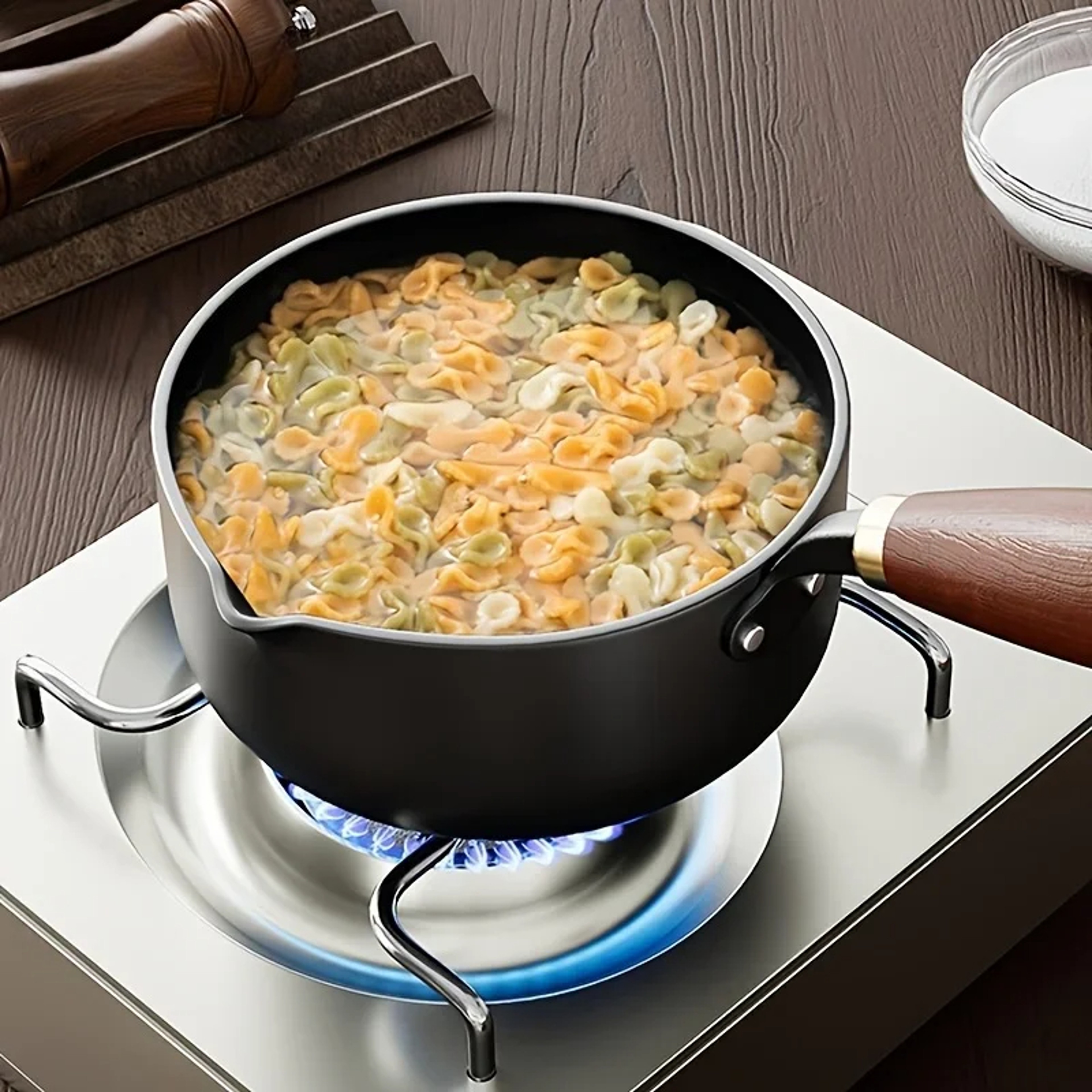 Induction Compatible Milk Pot With Wooden Handle Small Saucepan For Boiling Milk Soup  Noodles 2