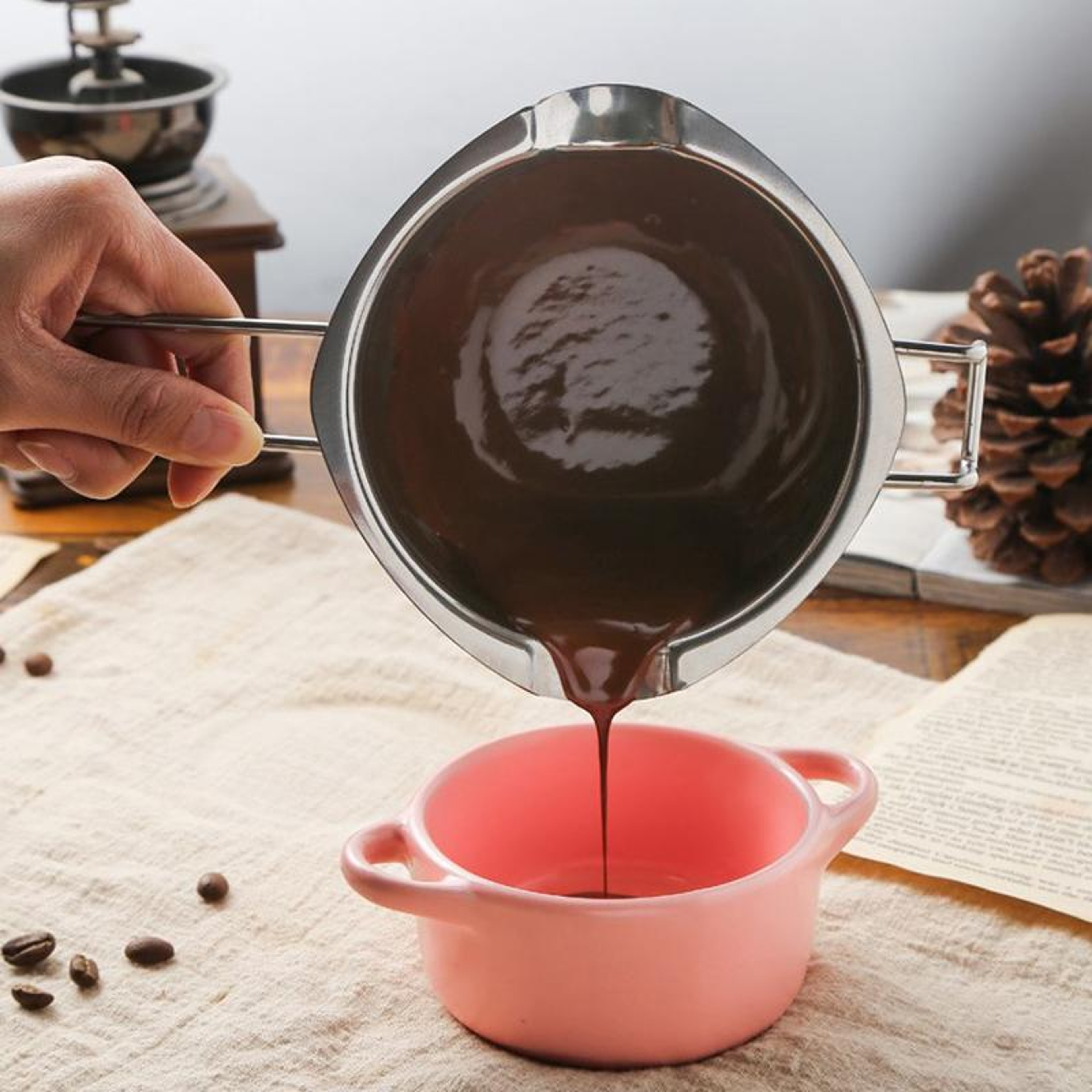Stainless Steel Candle Wax Melting Pot with Heat Resistant Handle for Chocolate & Candle Making – view 3