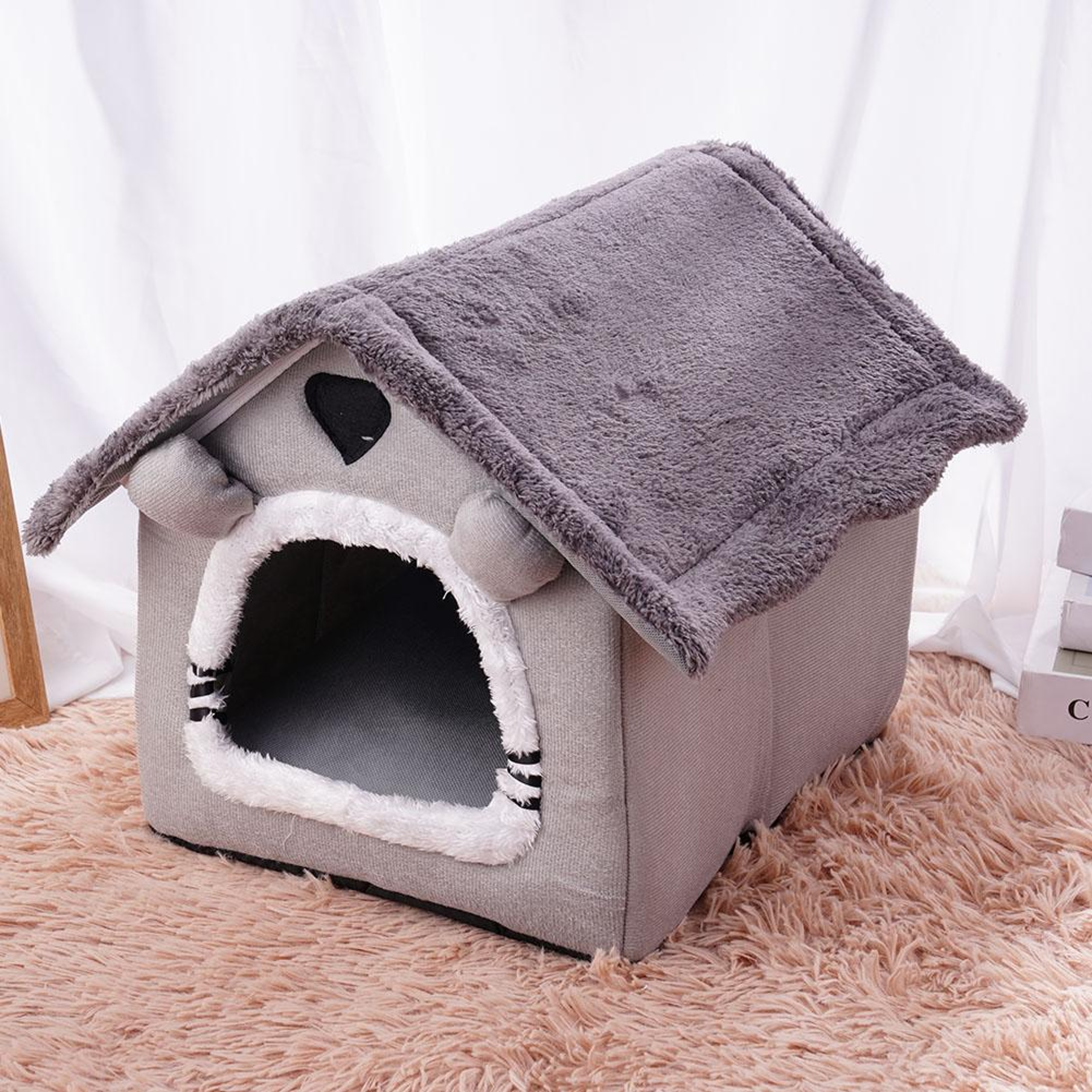 Foldable Dog House Kennel Bed Mat for Small to Medium Dogs & Cats Cozy Winter Warm Pet Bed Nest – view 1