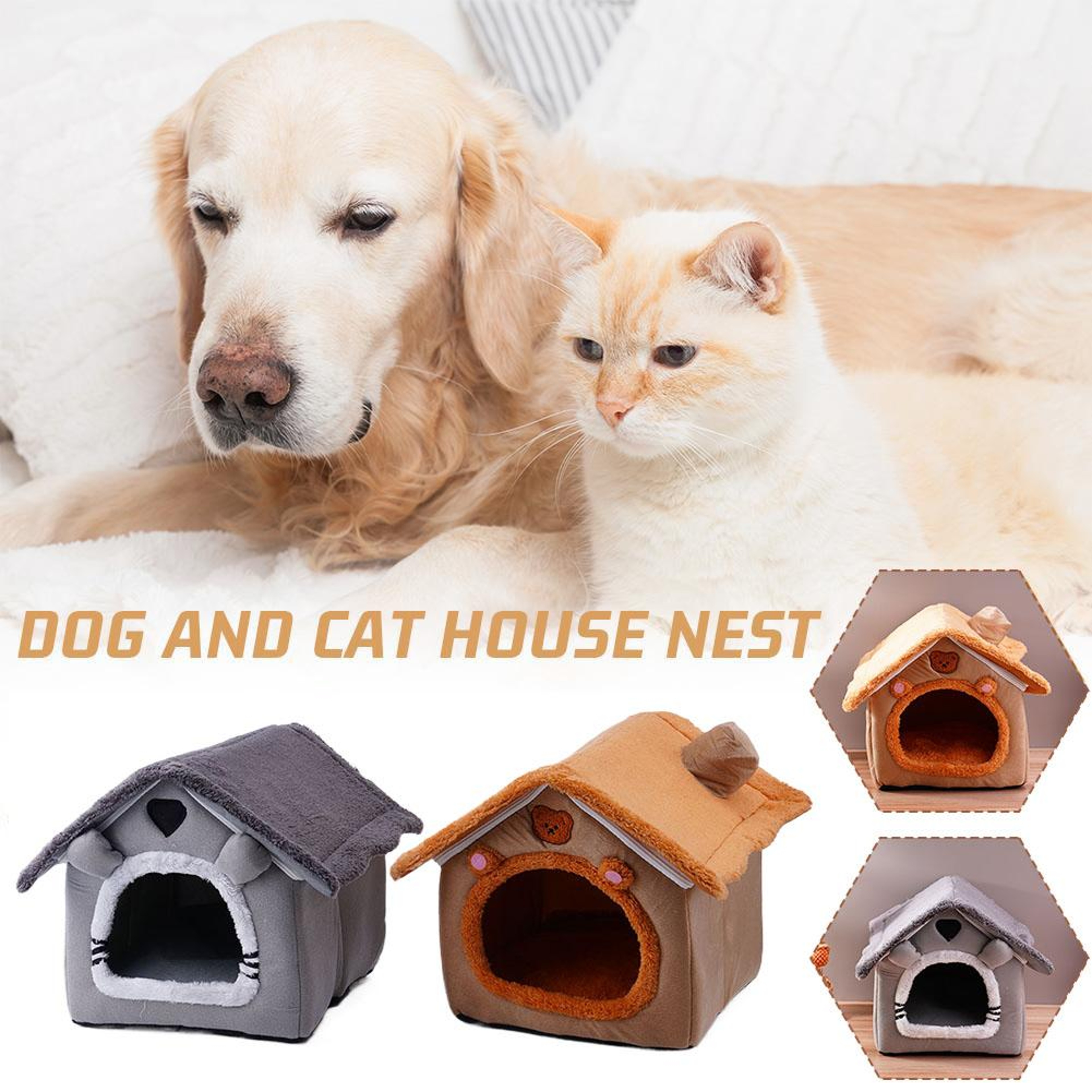 Foldable Dog House Kennel Bed Mat for Small to Medium Dogs & Cats Cozy Winter Warm Pet Bed Nest – view 5