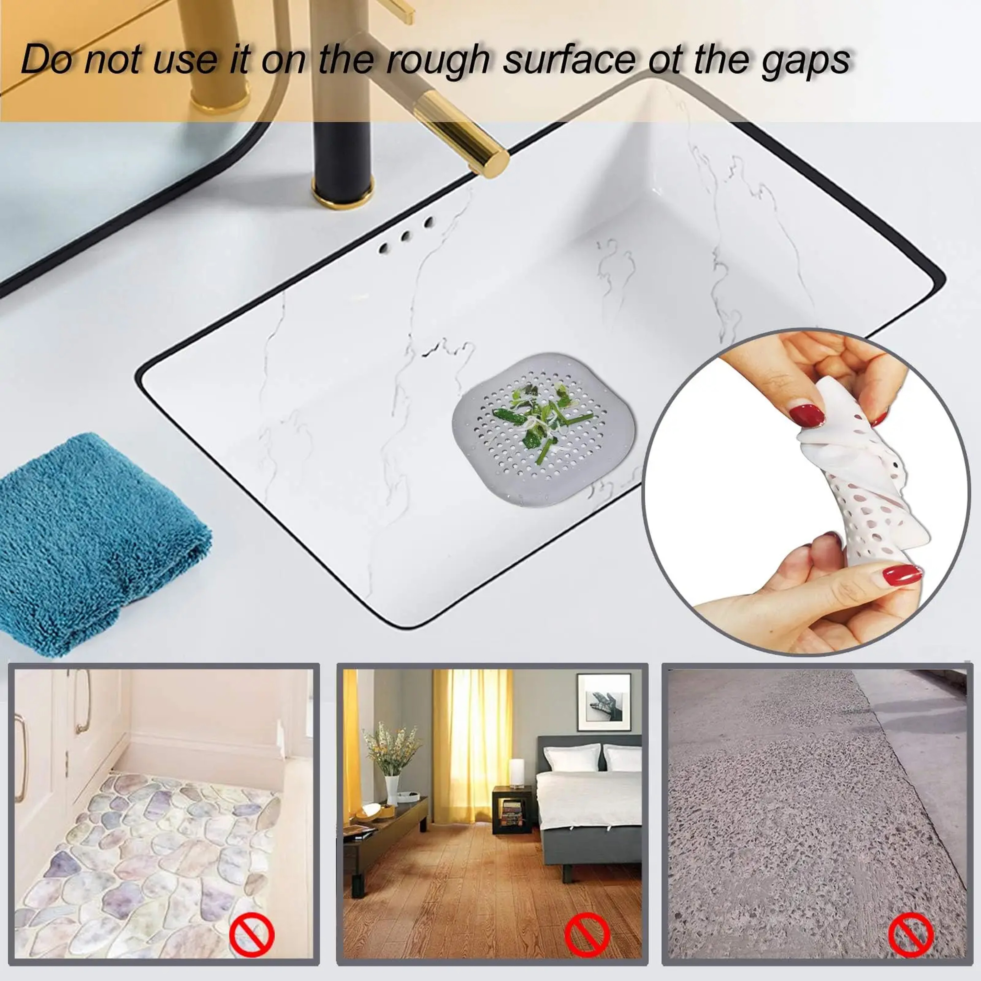 Plug Stopper for Kitchen & Bathroom Drains Silicone Shower Hair Catcher & Sink Strainer – view 2