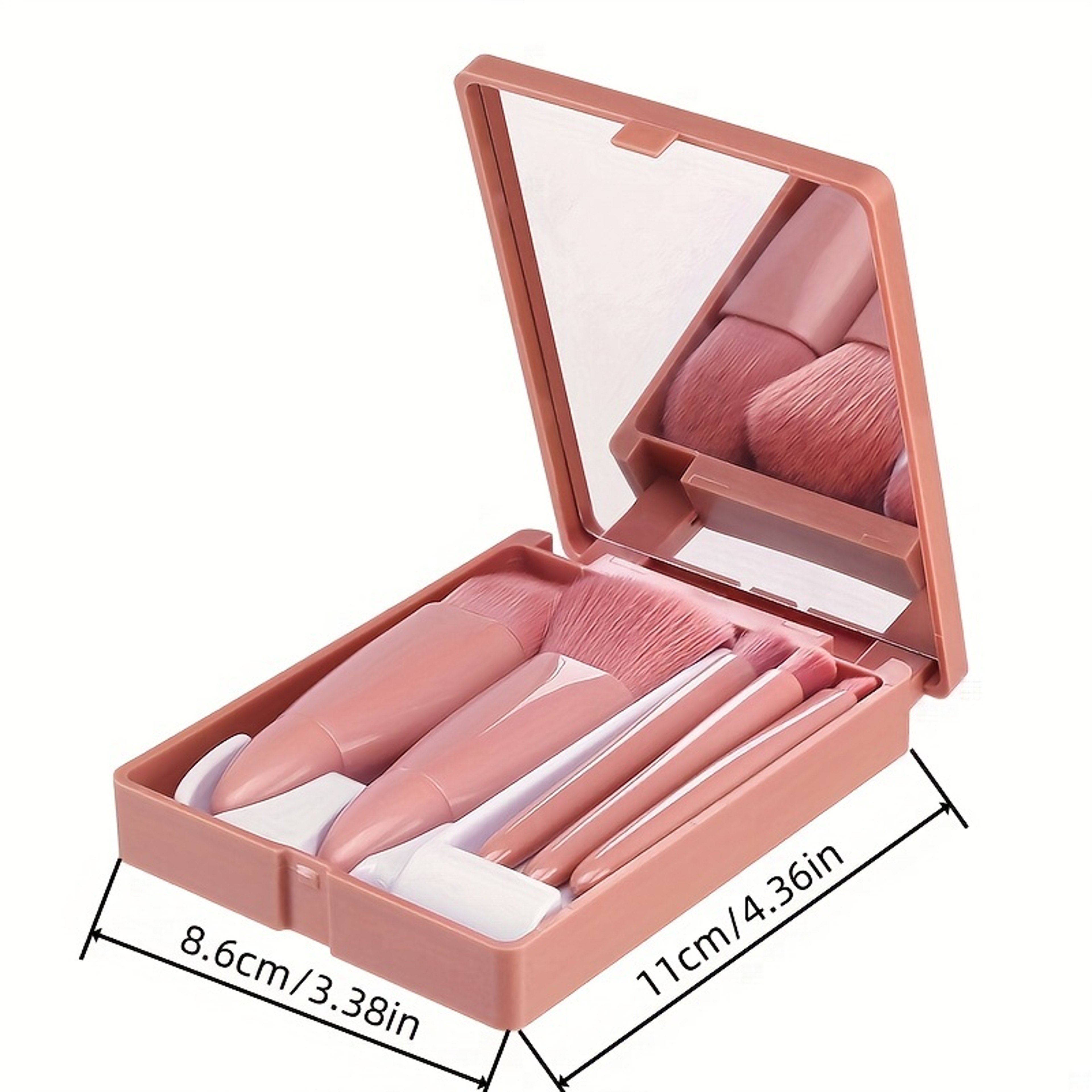 Portable Makeup Brush Set With Mirror Mini Travel Makeup Brush Kit 4