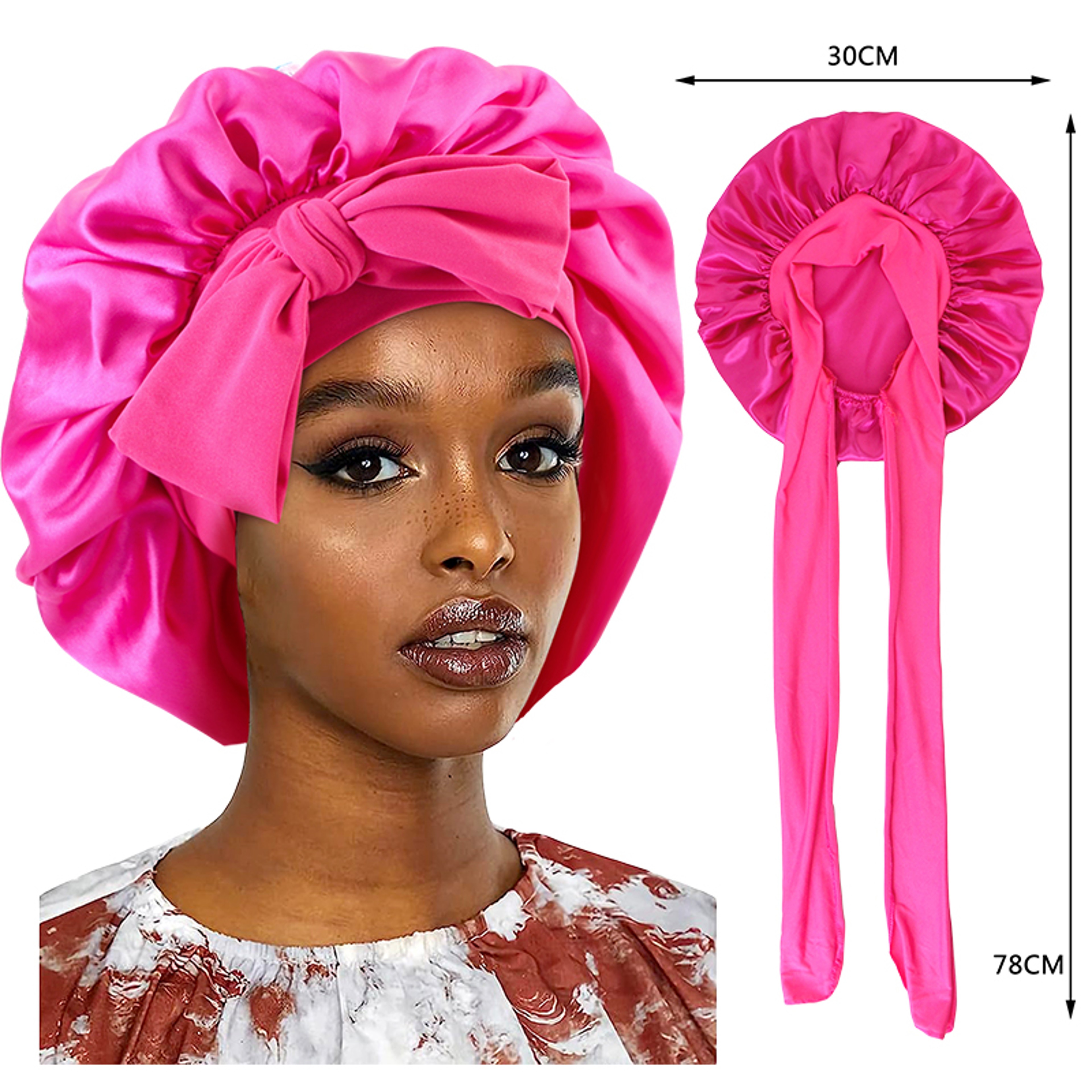 Silk Bonnet For Sleeping With Wide Band Stretch Satin Sleep Cap For Hair Protection 6